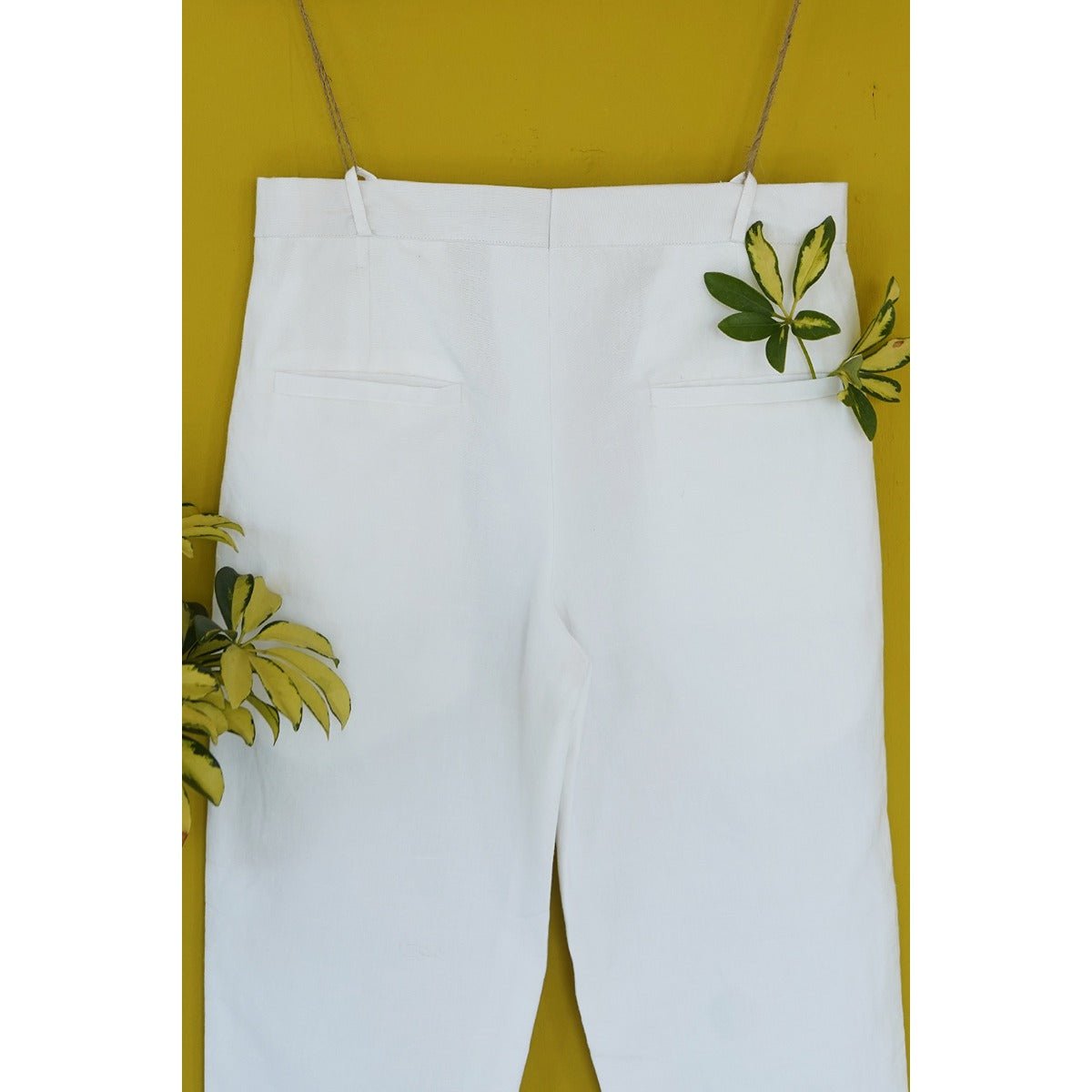 Luca Slim Fit Linen Trousers for Men | Basic Smart Casual Pants – Mens Trousers on Brown Living™. SKU: SG0100XSn. Img 4.