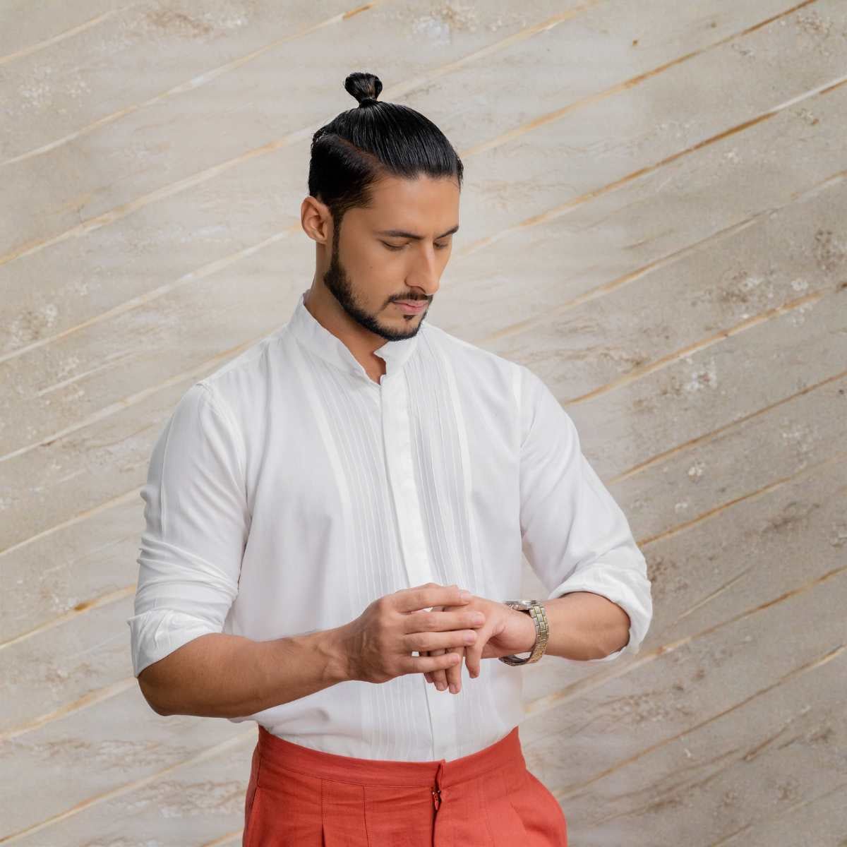 Lumi White Tencel Shirt For Men | Sustainable Everyday Wear – Mens Shirt on Brown Living™. SKU: JDSCL1001XS. Img 5.