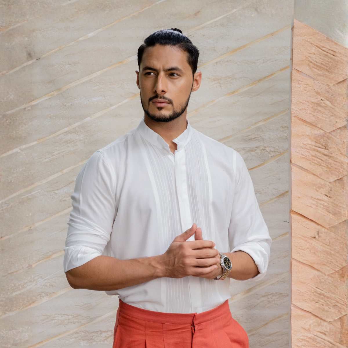 Lumi White Tencel Shirt For Men | Sustainable Everyday Wear – Mens Shirt on Brown Living™. SKU: JDSCL1001XS. Img 1.