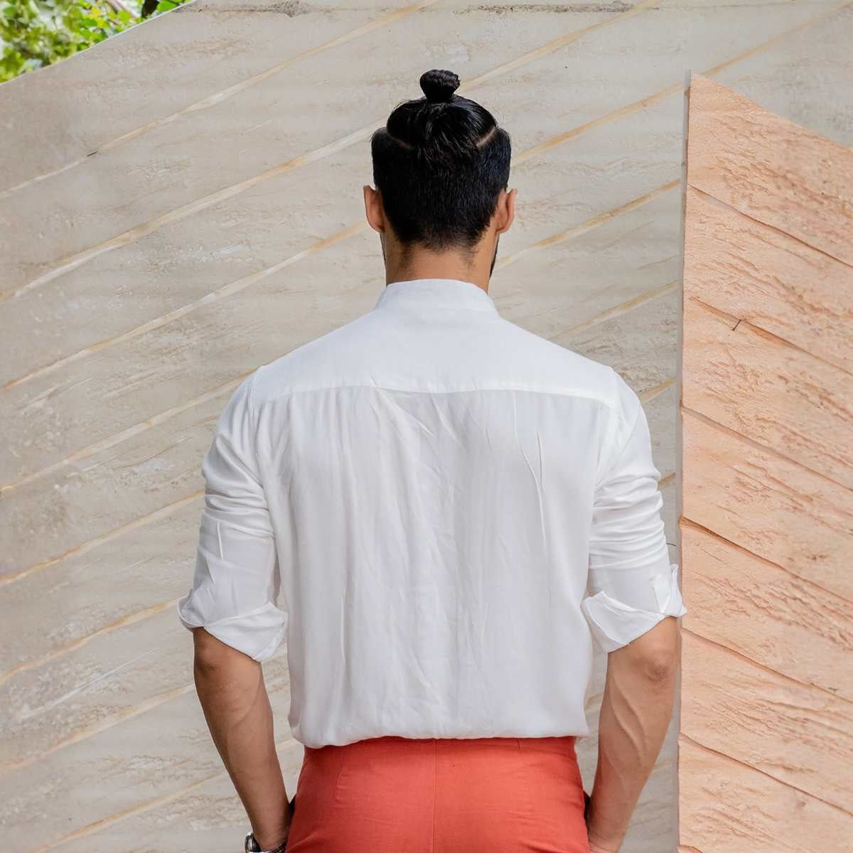 Lumi White Tencel Shirt For Men | Sustainable Everyday Wear – Mens Shirt on Brown Living™. SKU: JDSCL1001XS. Img 4.