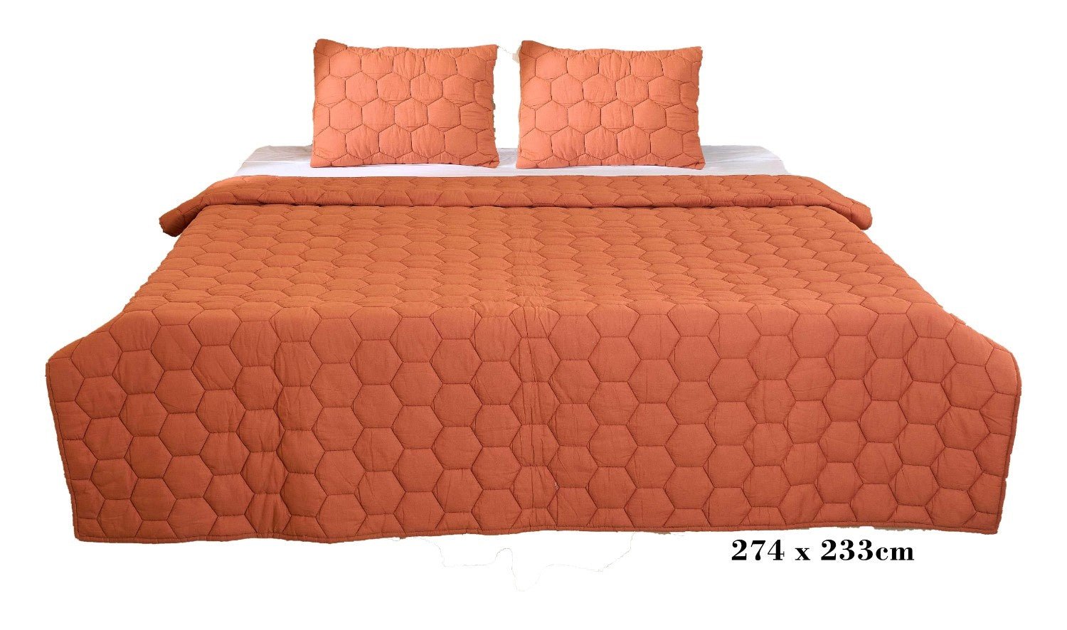 Luxury Rust Cotton Satin Razai | Soft Lightweight Quilt 200 GSM – Bed Linens on Brown Living™. SKU: RSP-01. Img 3.