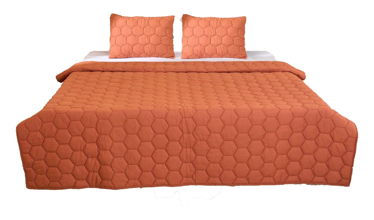 Luxury Rust Cotton Satin Razai | Soft Lightweight Quilt 200 GSM – Bed Linens on Brown Living™. SKU: RSP-01. Img 2.