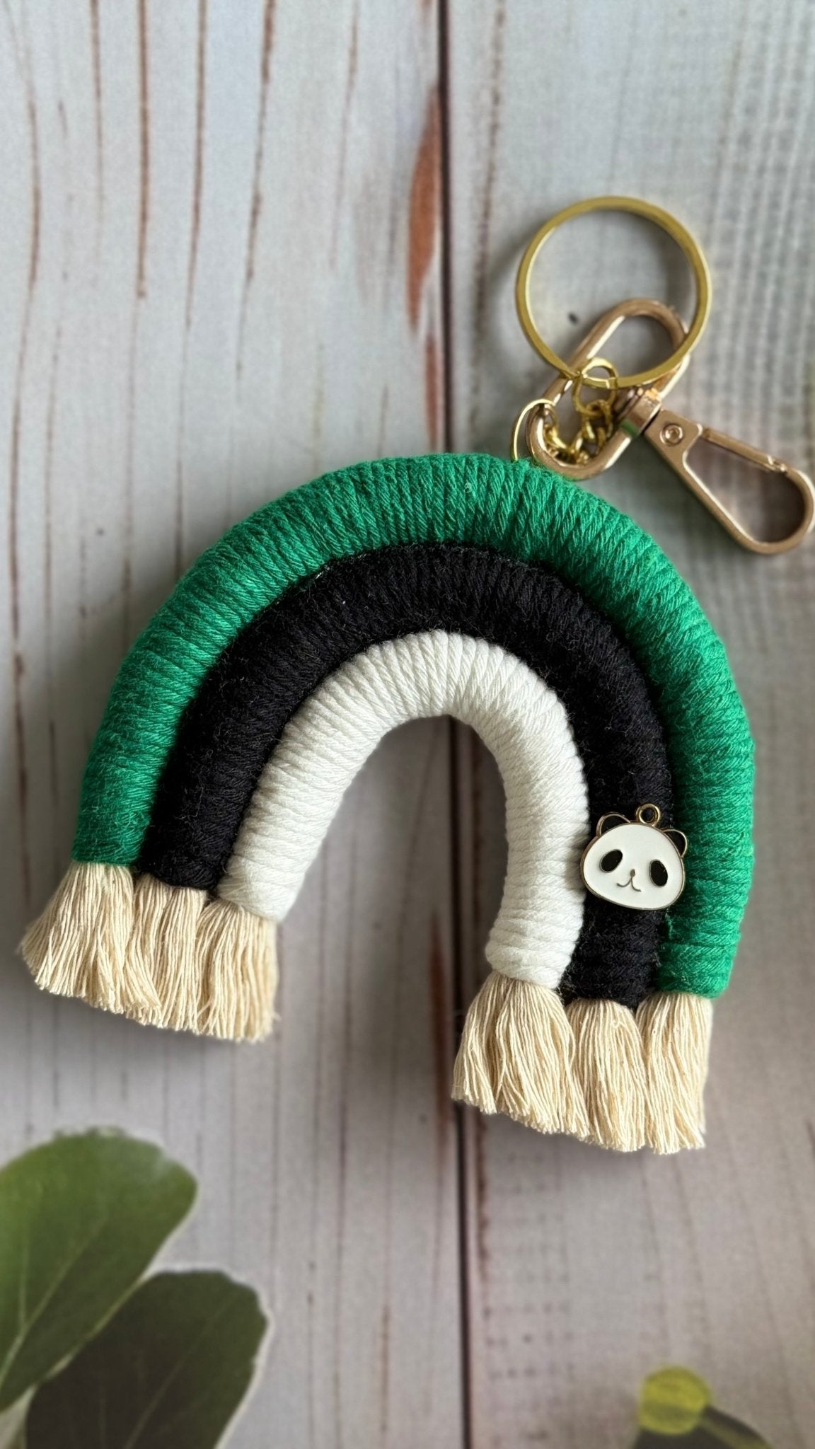 Macrame Rainbow Charm Keychain Handmade Boho Keychain – Gift on Brown Living™. SKU: RBWCK007. Img 5.