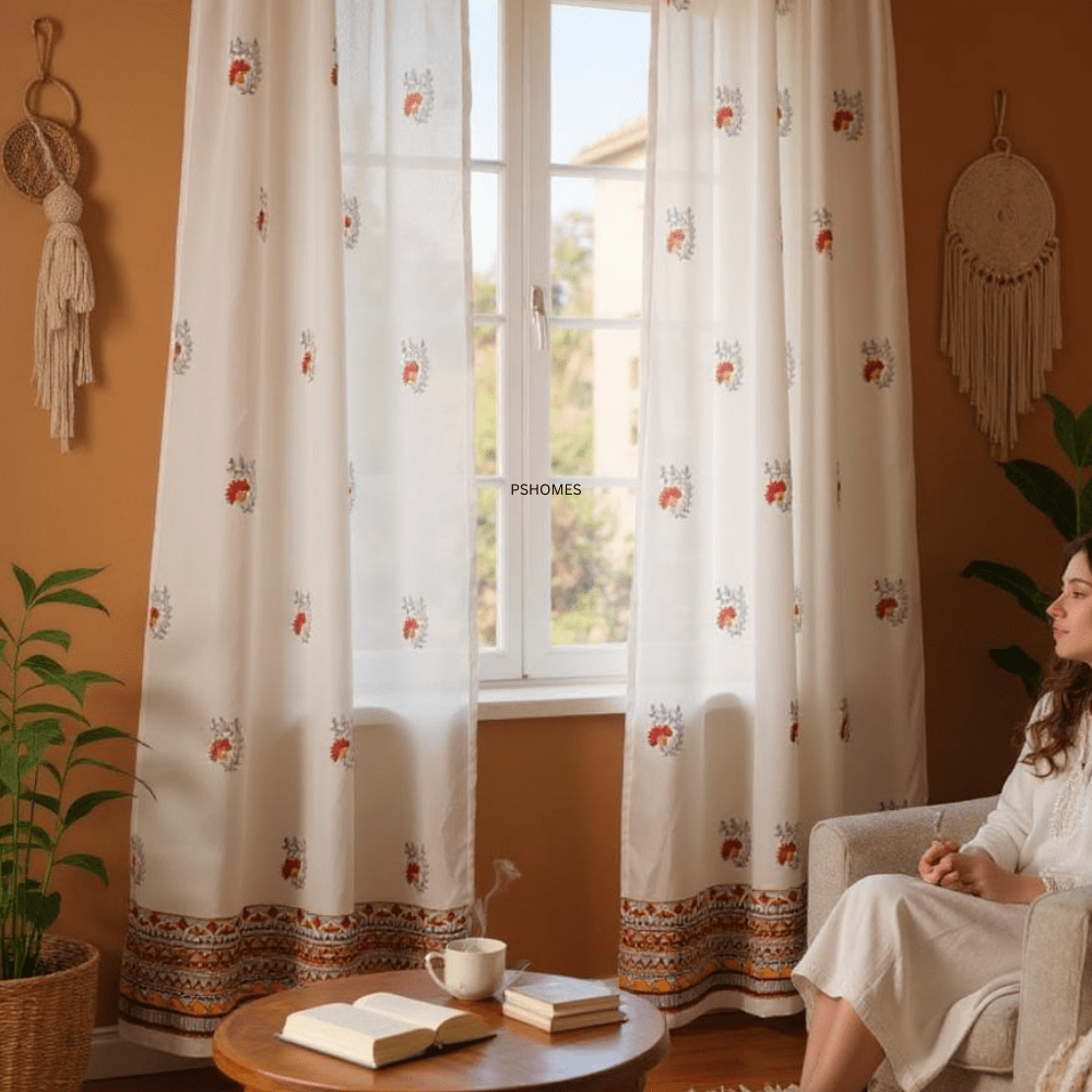 Madhubani Cotton Door Curtain - Set of 2 (7 x 4 ft) – Curtains on Brown Living™. SKU: CURMADHUBANI7FEET. Img 5.