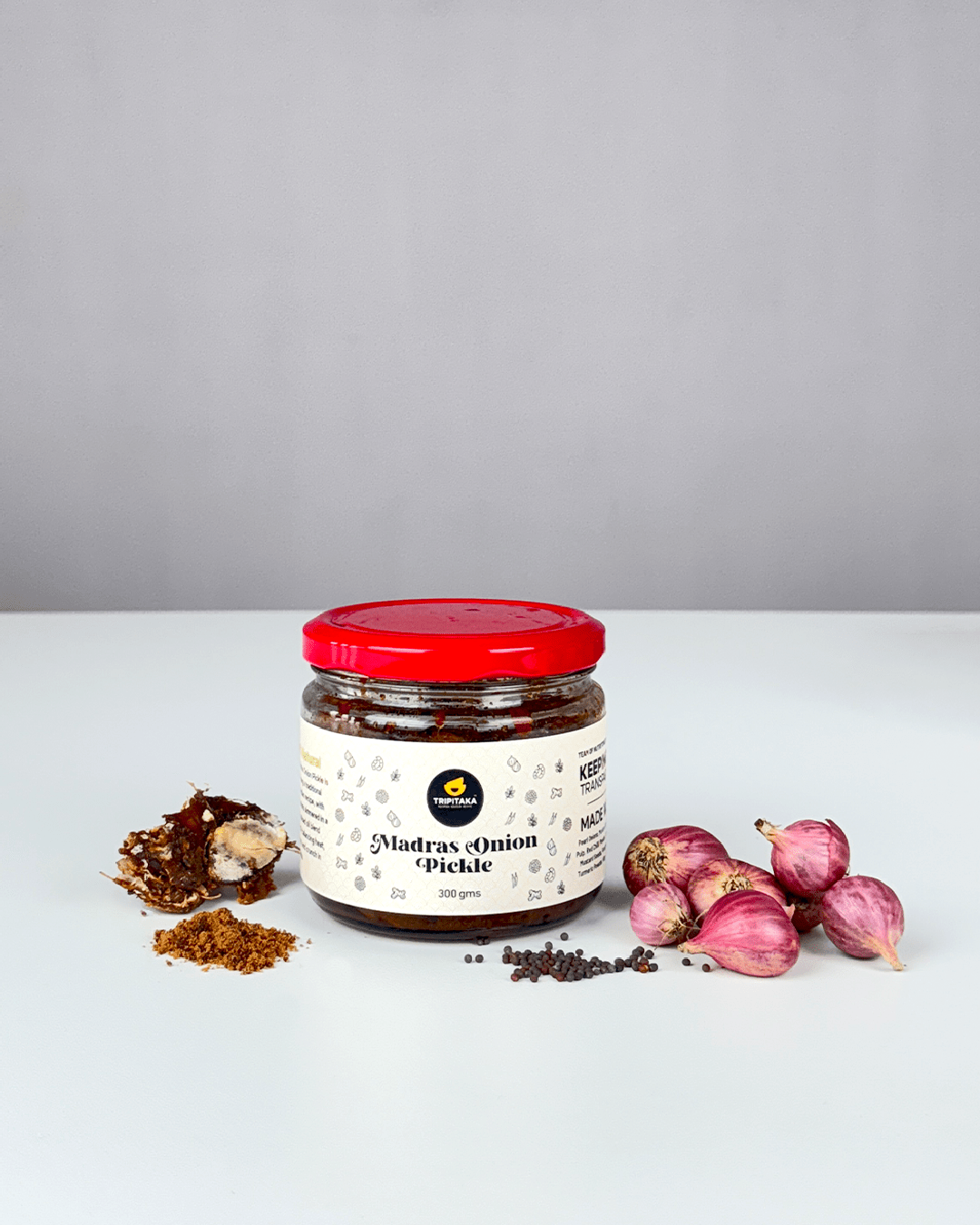 Madras Onion Pickle | South Indian Onion Achar | Tangy & Spicy | 250g – Pickles & Chutney on Brown Living™. SKU: TP-PK-MO. Img 1.