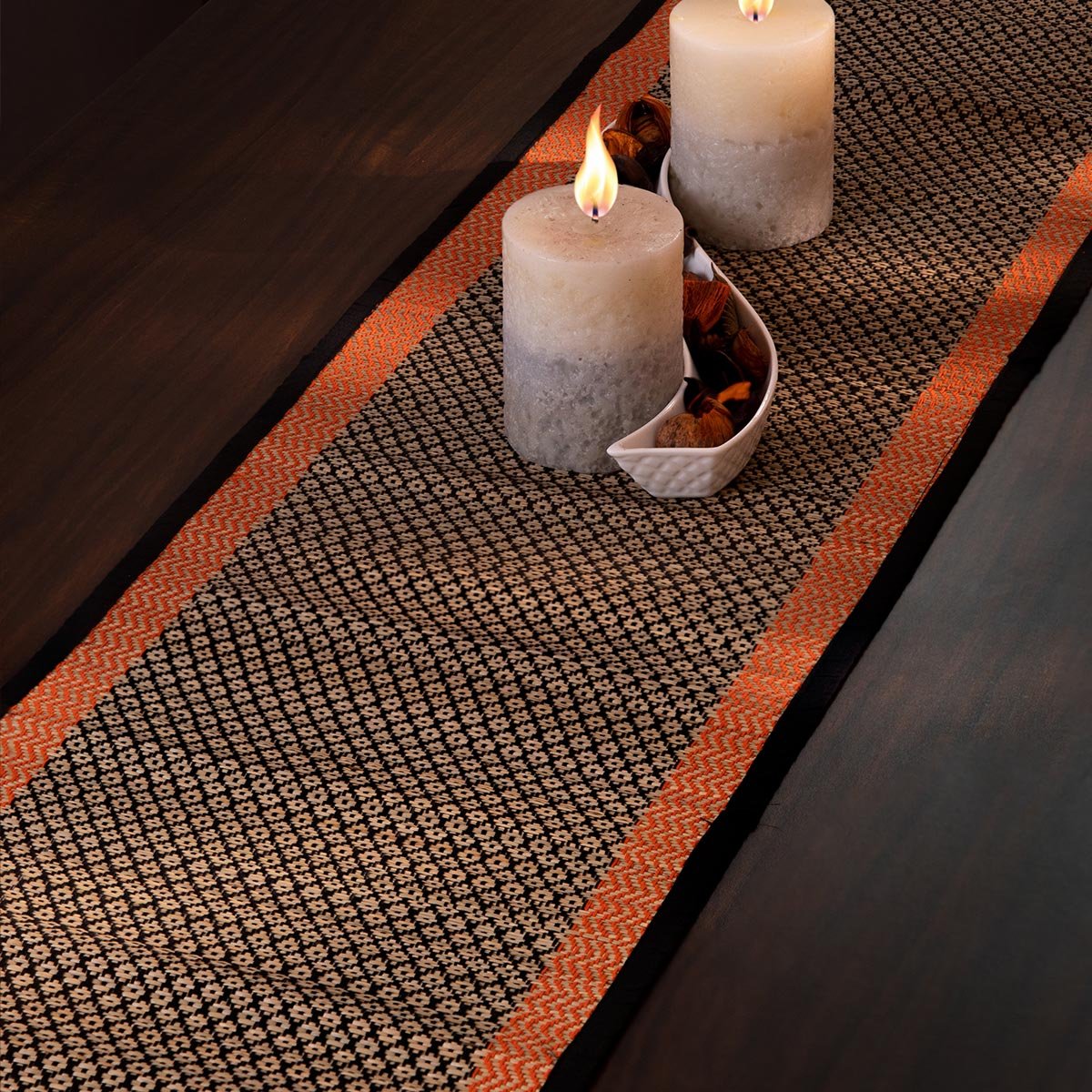 Madurkathi Diamond Table Runner – Table Linens on Brown Living™. SKU: MKDRUN005D-n. Img 8.