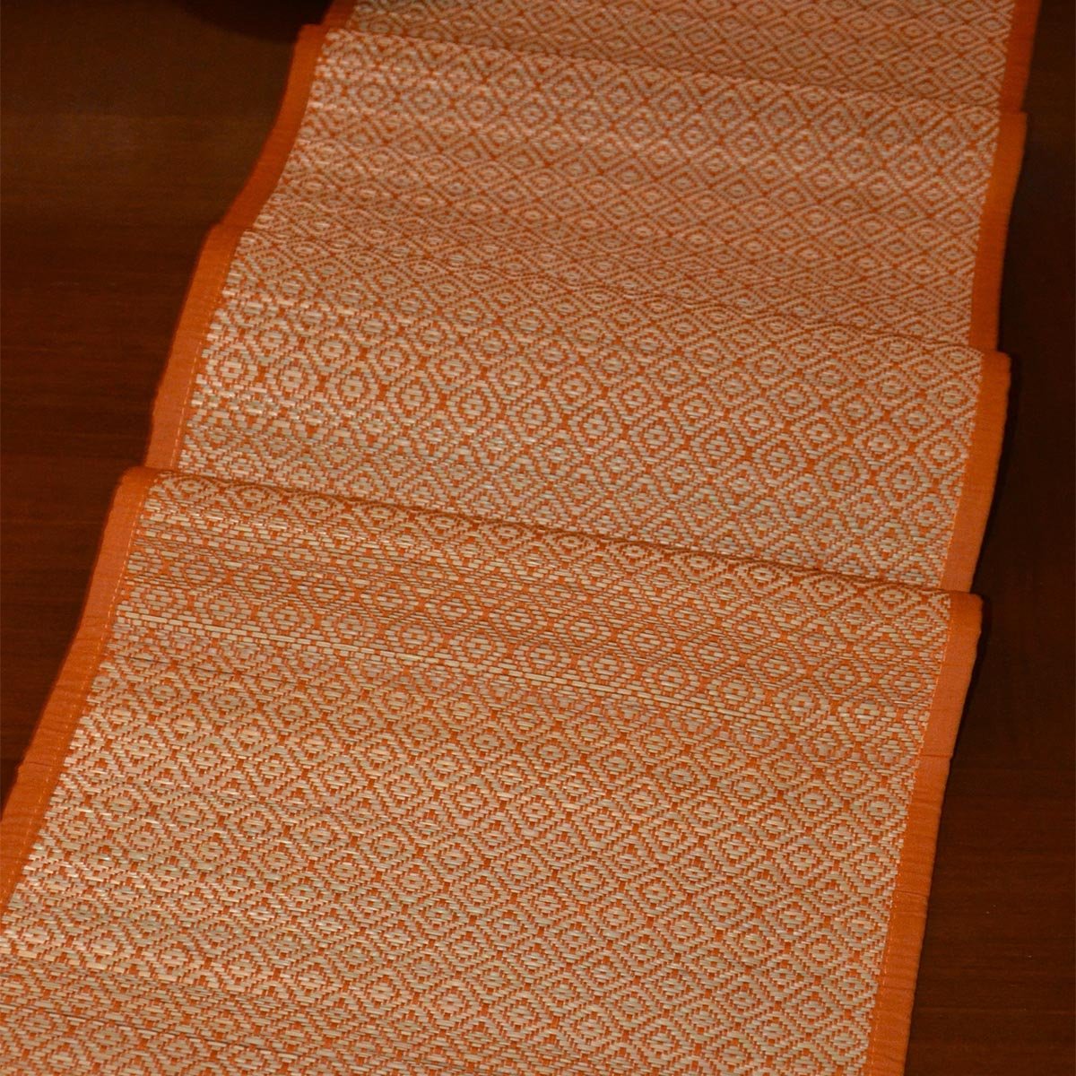 Madurkathi Diamond Table Runner – Table Linens by DHARINI available on Brown Living™. Black Orange . SKU: MKDRUN005E - n. Img 3.