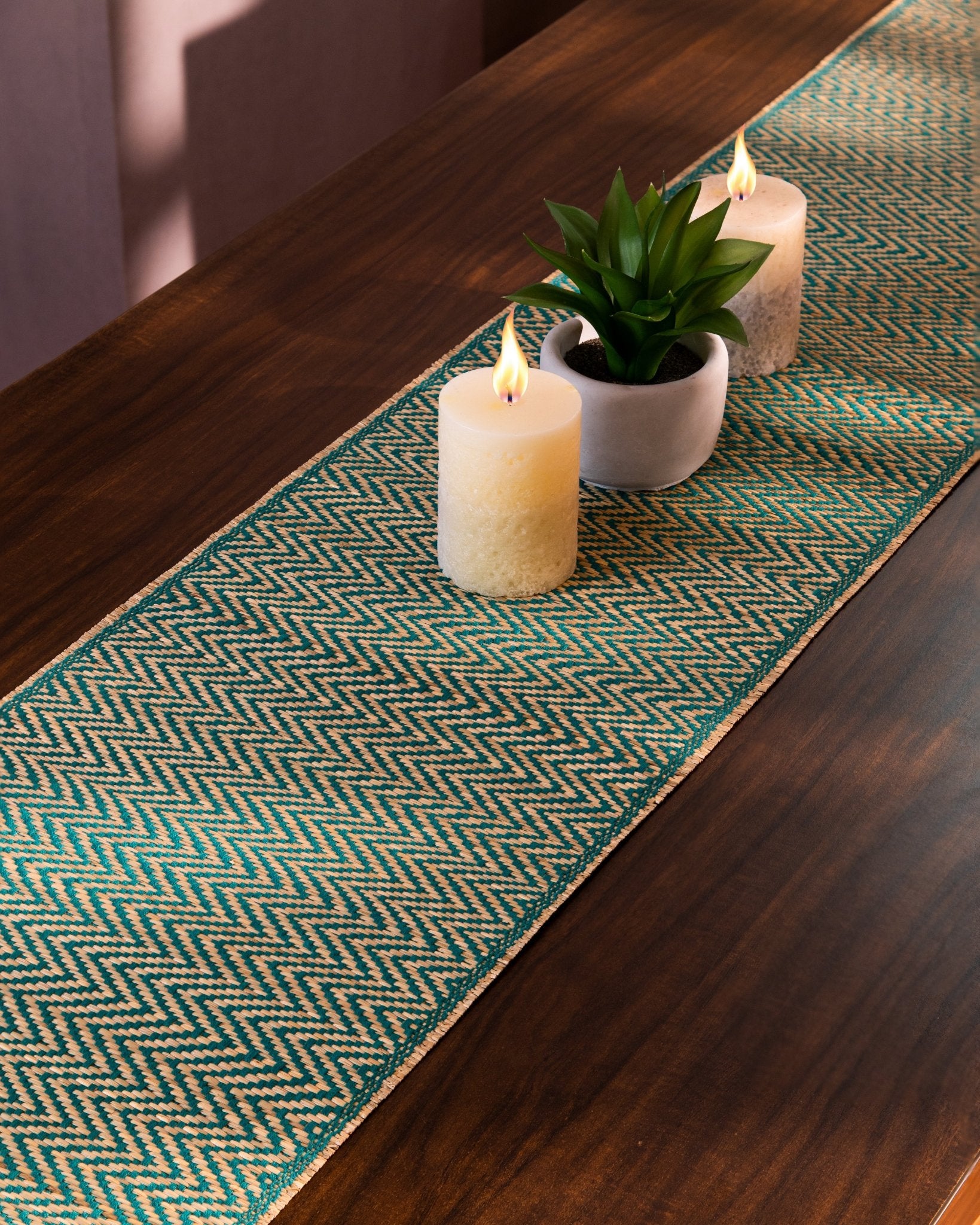 Madurkathi Tassels Chevron Table Runner Large – Table Linens on Brown Living™. SKU: MKTRUN018D. Img 4.