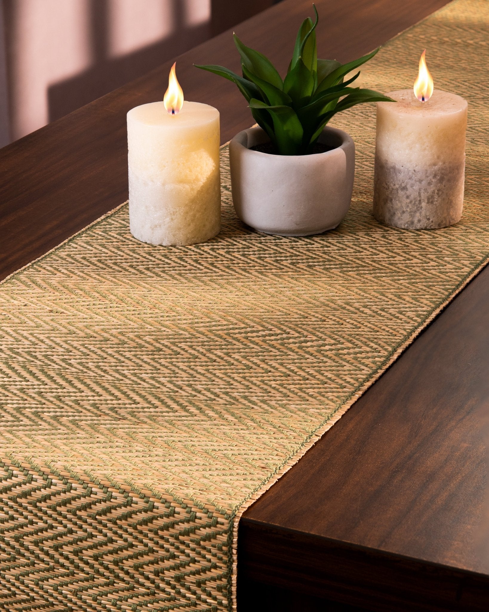 Madurkathi Tassels Chevron Table Runner – Table Linens on Brown Living™. SKU: MKTRUN018A-nn. Img 6.