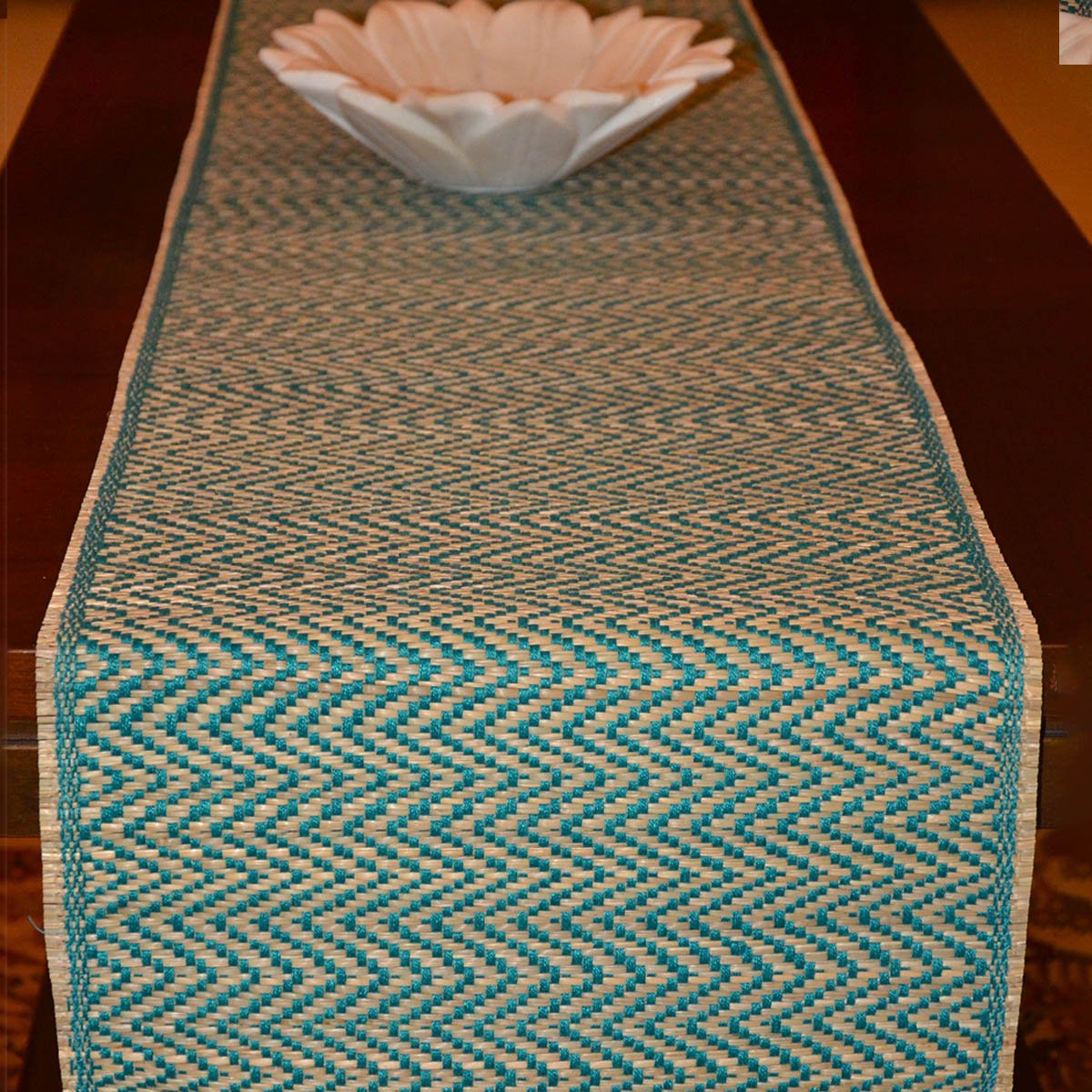 Madurkathi Tassels Chevron Table Runner – Table Linens on Brown Living™. SKU: MKTRUN018E-Large. Img 10.