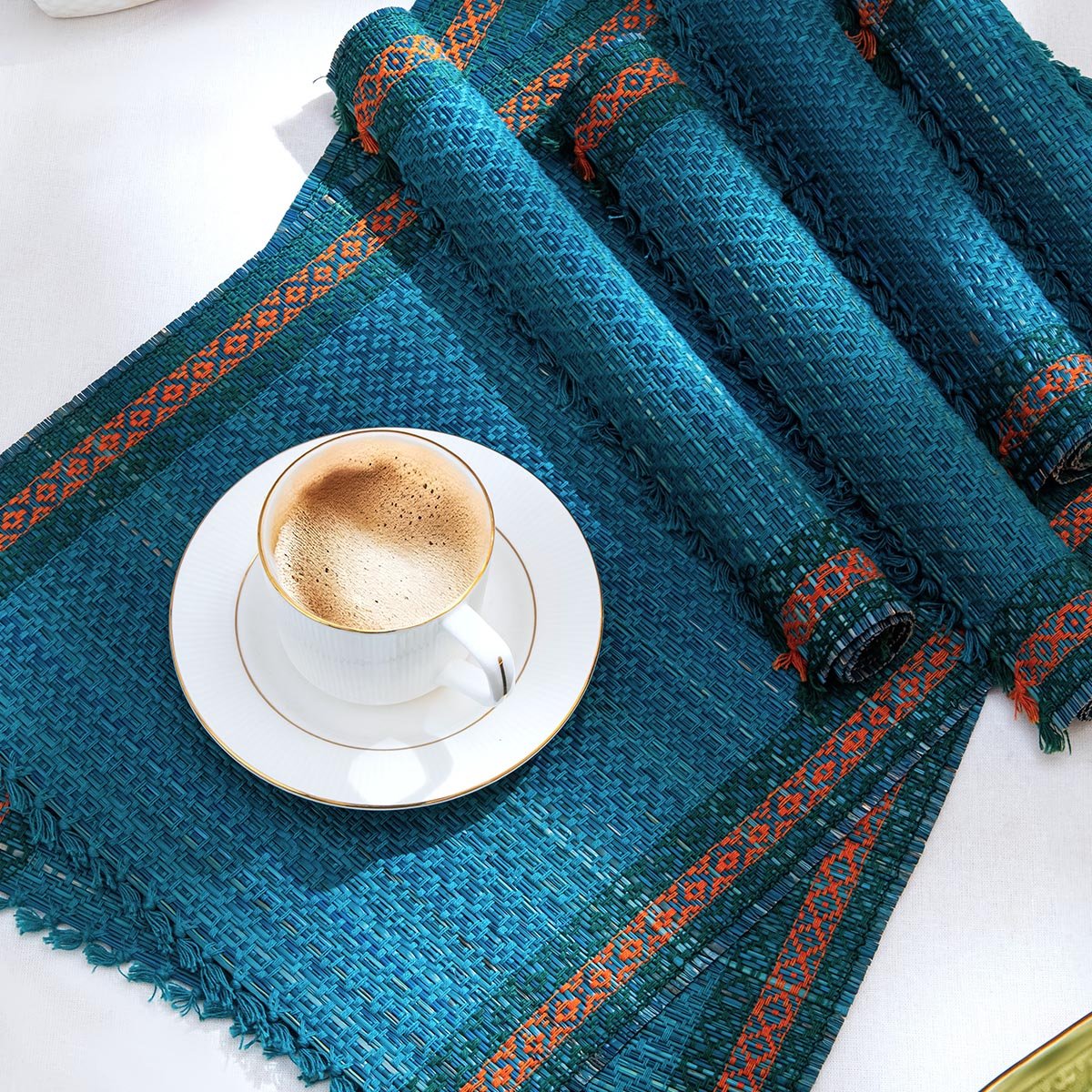 Madurkathi Tassels Placemats (Set of 6) – Table Linens on Brown Living™. SKU: MKTMAT013E-n. Img 14.