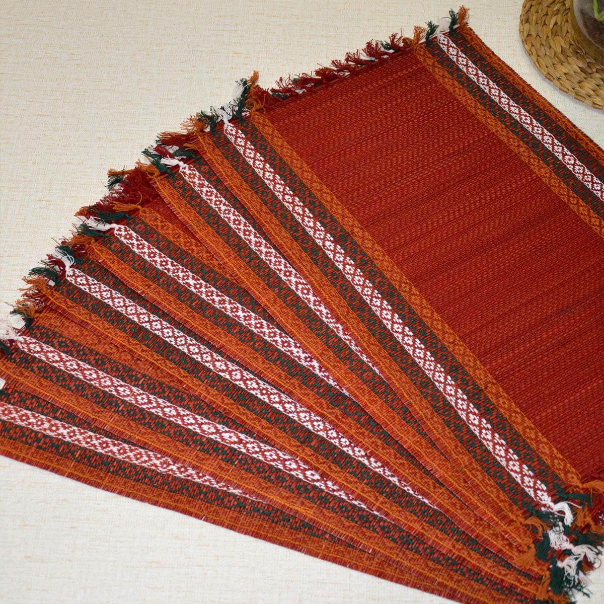 Madurkathi Tassels Placemats (Set of 6) – Table Linens by DHARINI available on Brown Living™. Maroon . SKU: MKTMAT013A - n. Img 6.