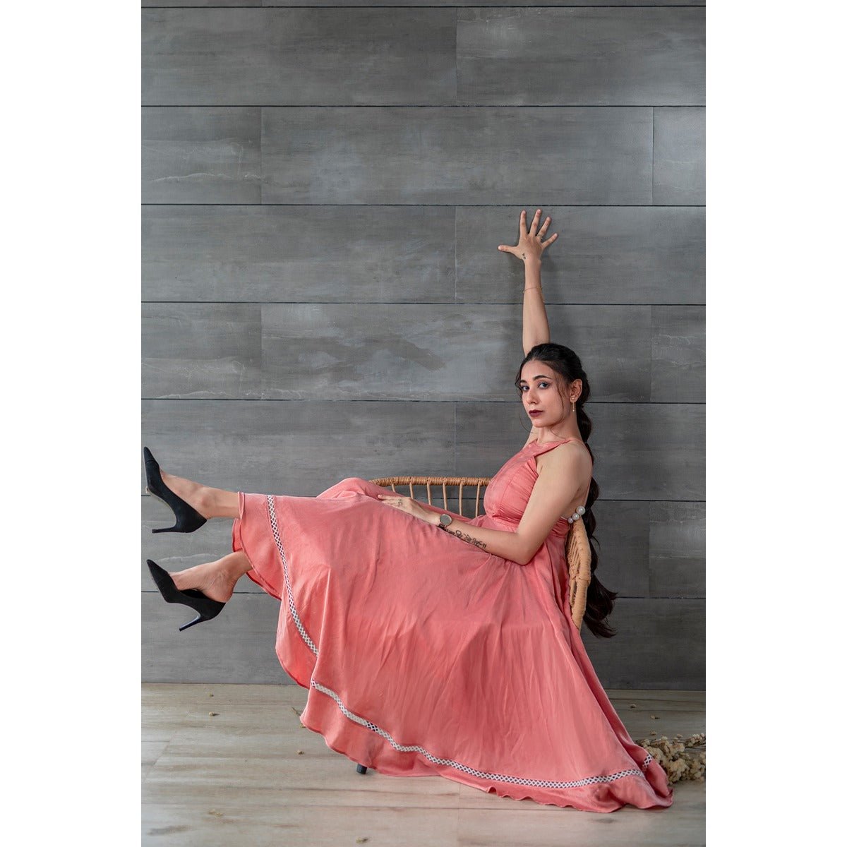 Mae Tea Length Dress | Elegant Midi Dress for Women |Timeless Occasion – Womens Dress on Brown Living™. SKU: TMS0159-XS. Img 2.