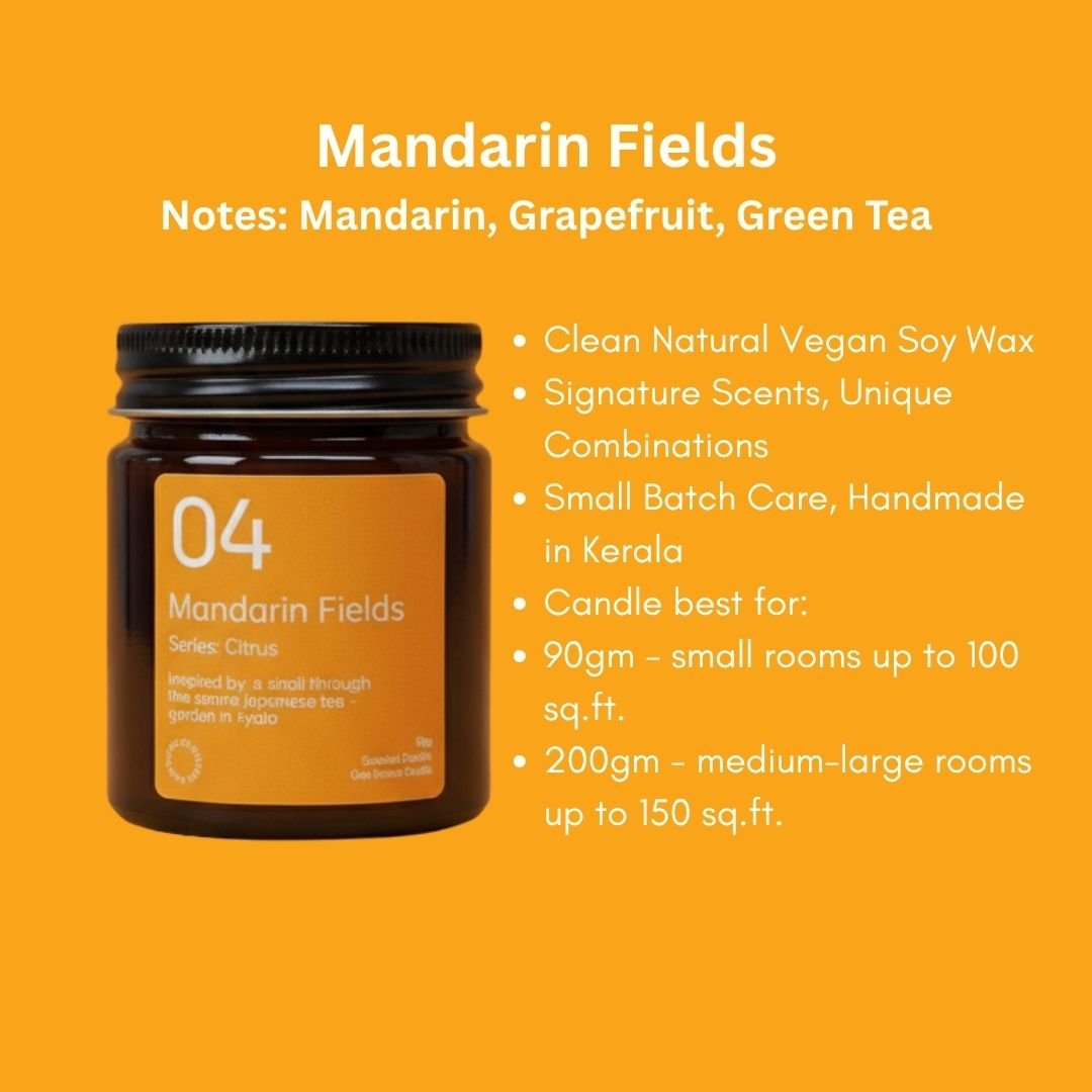 Mandarin Fields Soy Wax Candle | Citrusy Fresh | Handmade & Vegan – Candles & Fragrances on Brown Living™. SKU: 04MFAJ200. Img 5.