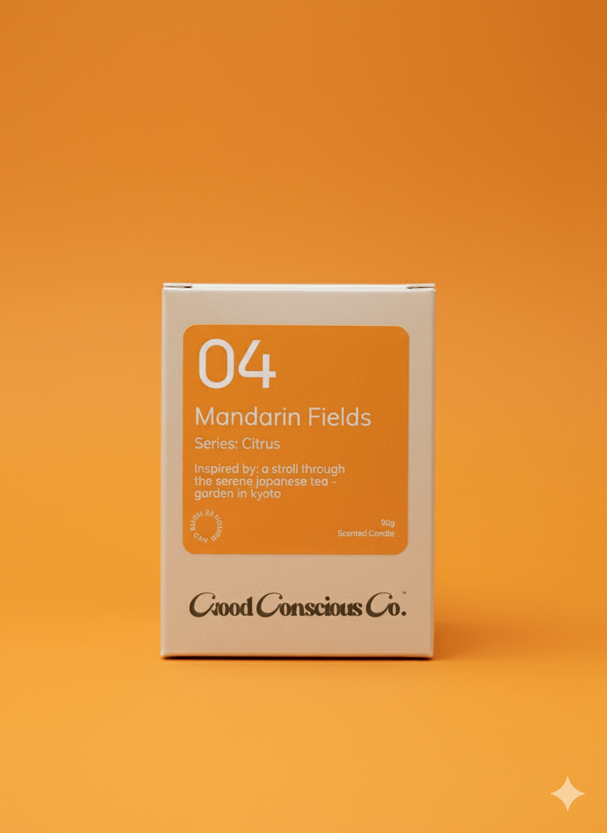 Mandarin Fields Soy Wax Candle | Citrusy Fresh | Handmade & Vegan – Candles & Fragrances on Brown Living™. SKU: 04MFAJ90. Img 2.
