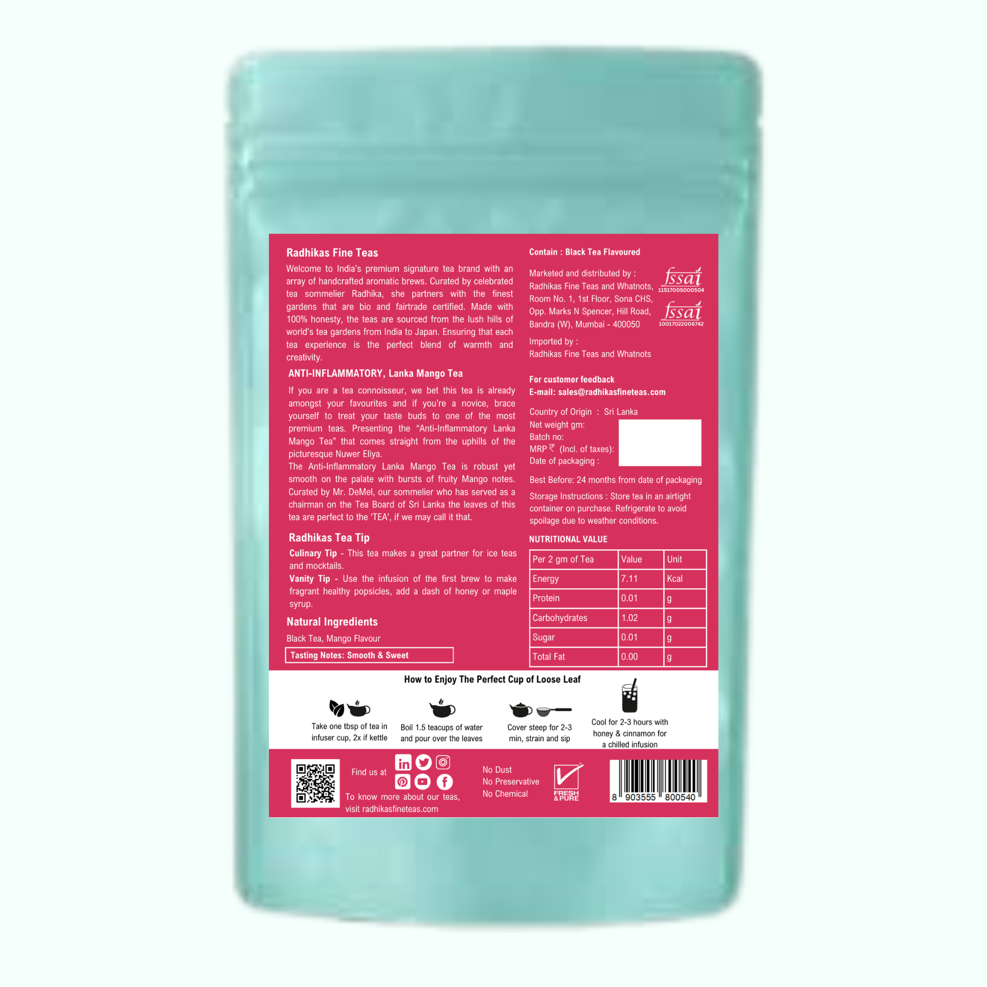 ANTI-INFLAMMATORY Lanka Mango Black Tea - A Tropical Twist on a Classic Black Tea