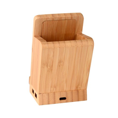 Maple 15W Wireless Charger & USB Hub With Pen Stand – Desk Accessories on Brown Living™. SKU: WAW9003. Img 3.