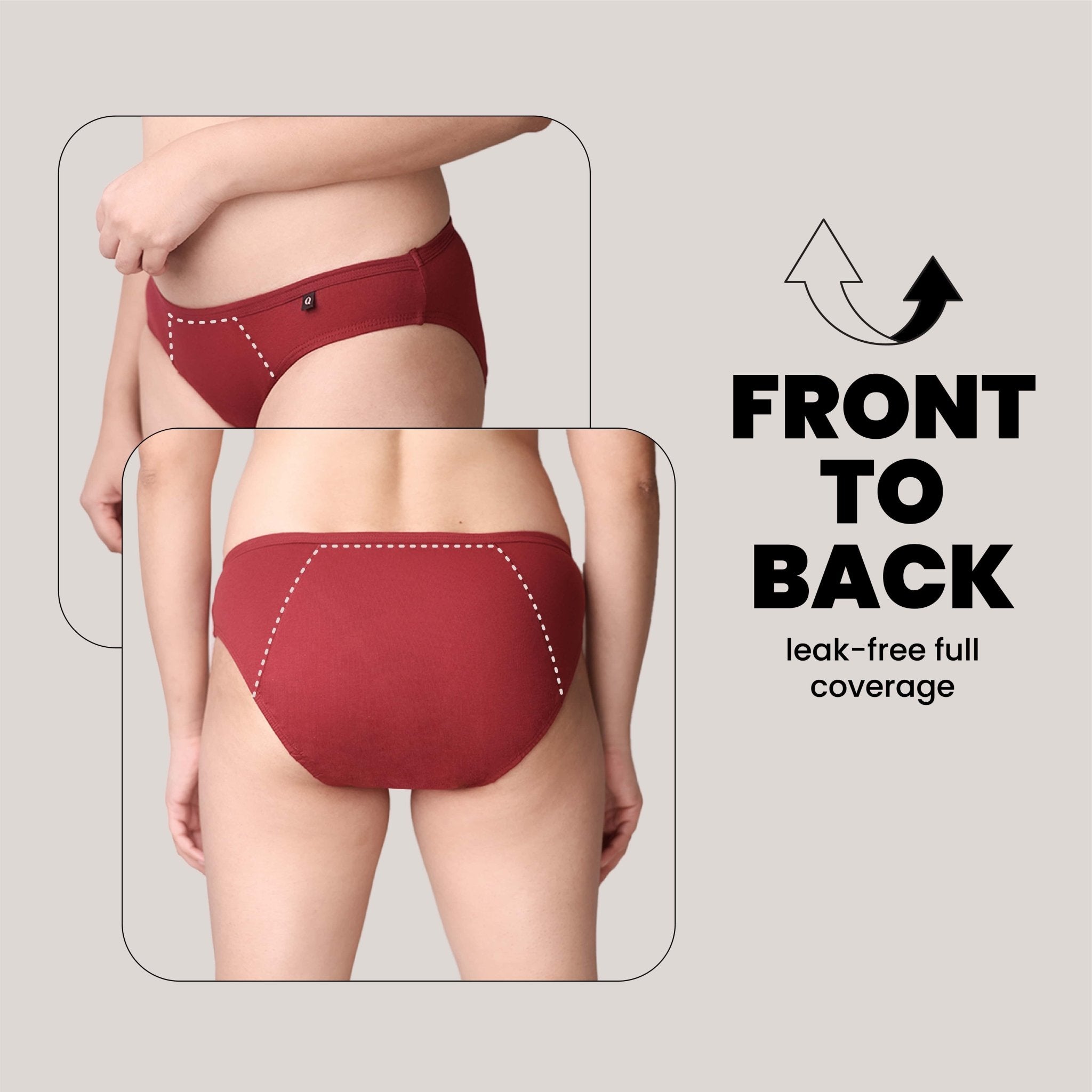 Maroon BacQup Period Underwear | Moderate Flow | Regular Discharges – Womens Underwear on Brown Living™. SKU: 1022-XS. Img 5.