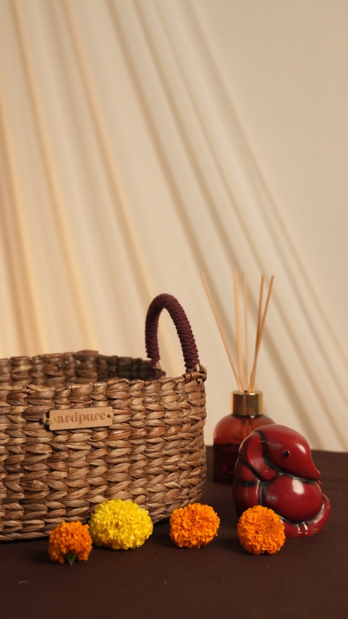 Maroon Cord Basket | Multi - Purpose Storage Organiser for Home & Office – Baskets & Boxes on Brown Living™. SKU: 103SW. Img 4.