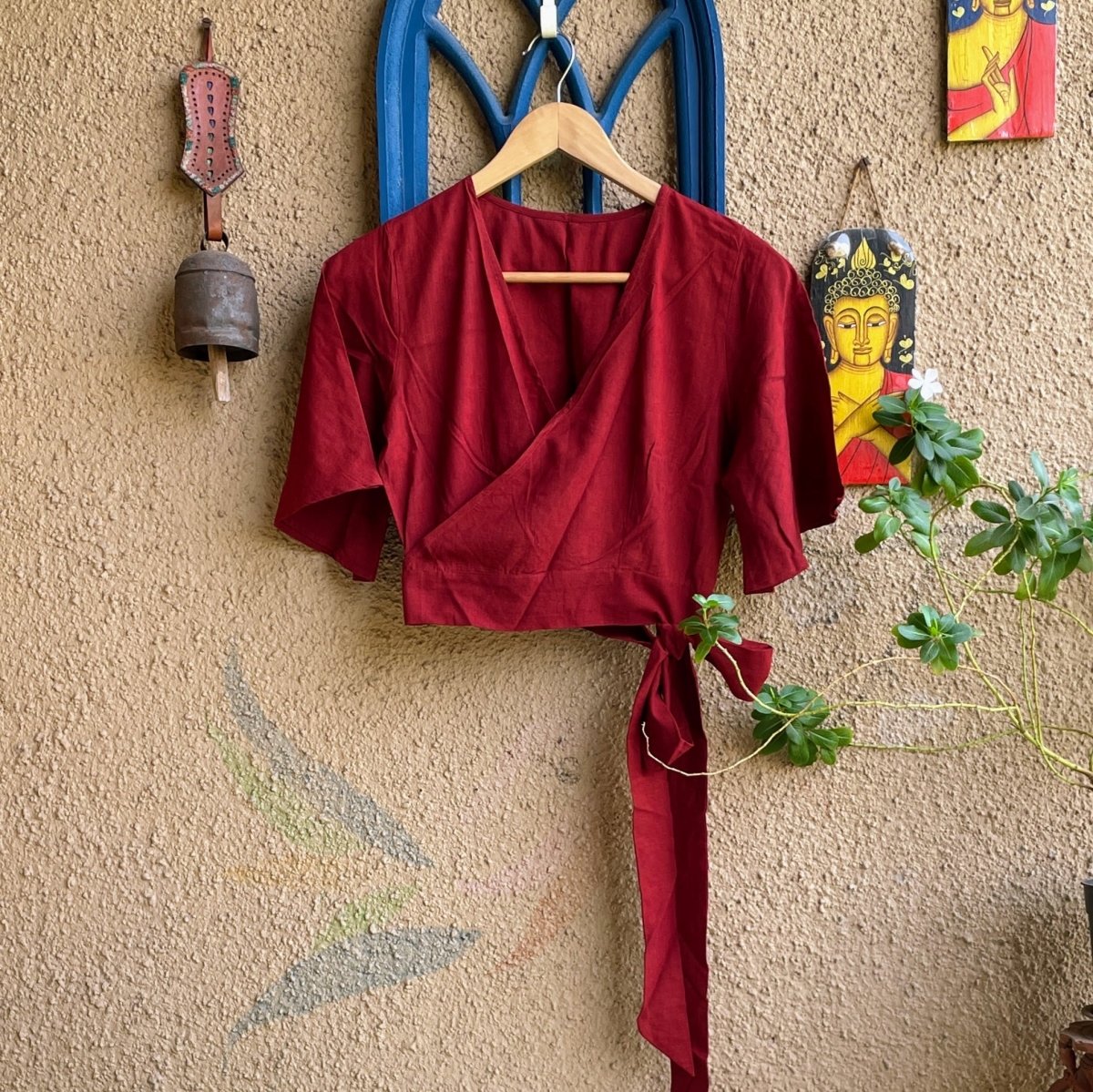 Maroon cotton readymade blouse – Womens Blouse on Brown Living™. SKU: BL - 1002. Img 6.