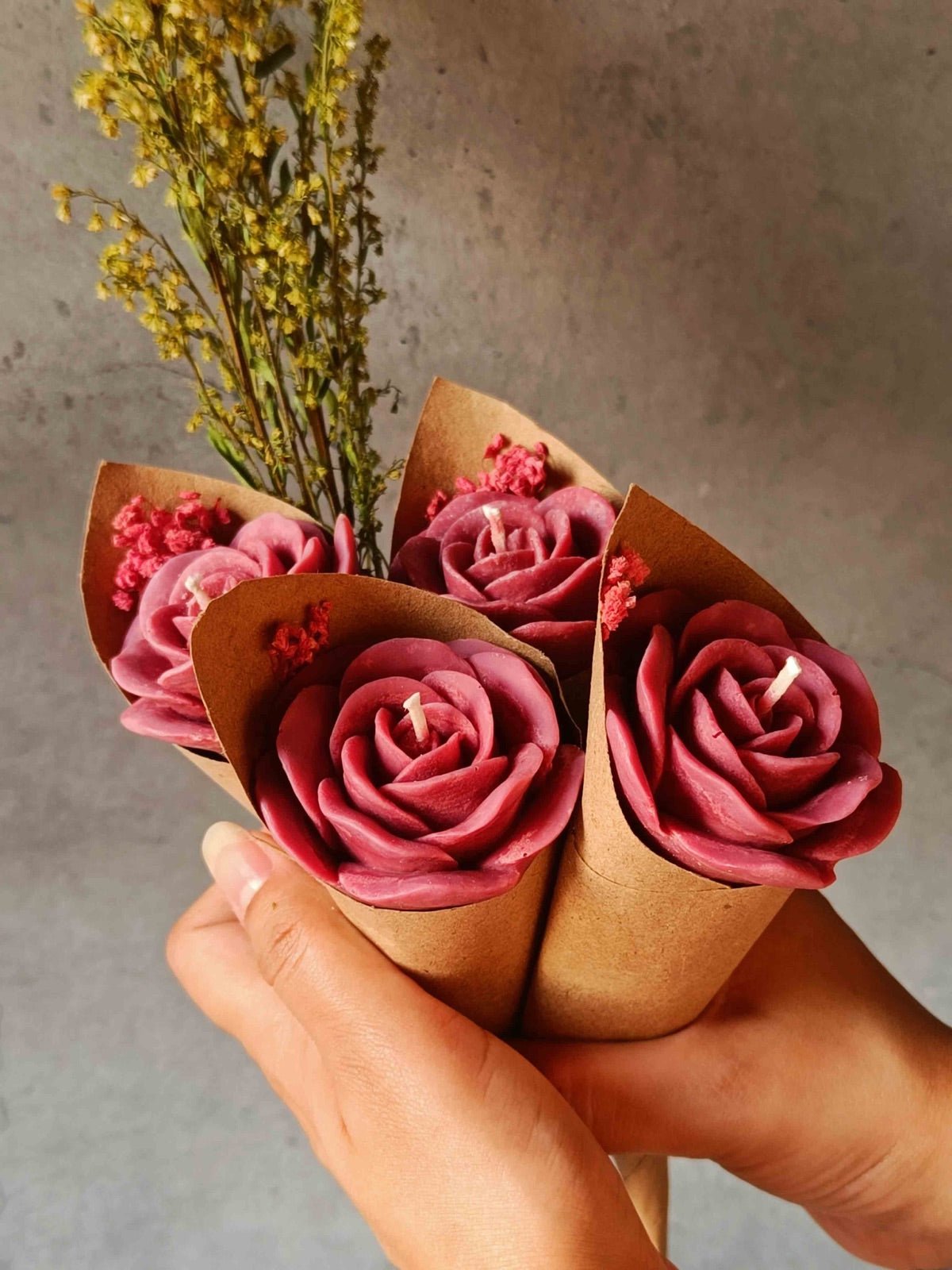 Maroon Rose Soywax Candle Flower Bouquet (Sweet Patchouli) | Verified Sustainable by Brown Living™