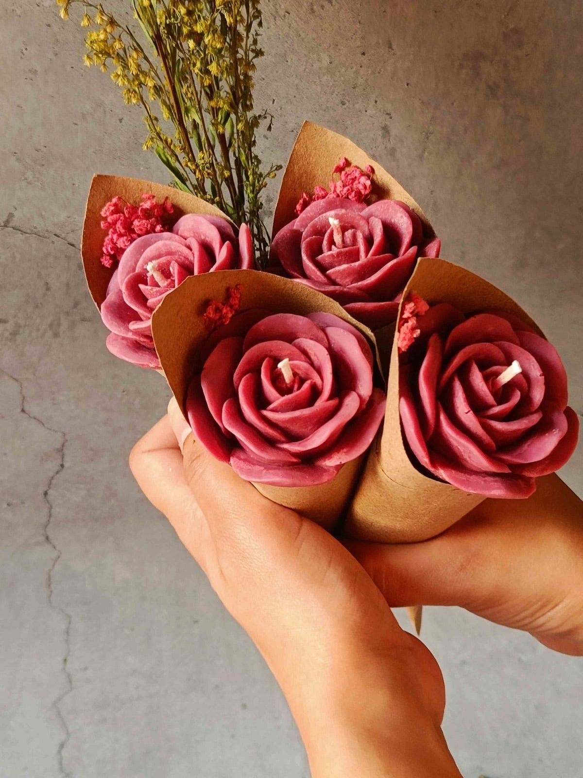 Maroon Rose Soywax Candle Flower Bouquet (Sweet Patchouli) | Verified Sustainable by Brown Living™