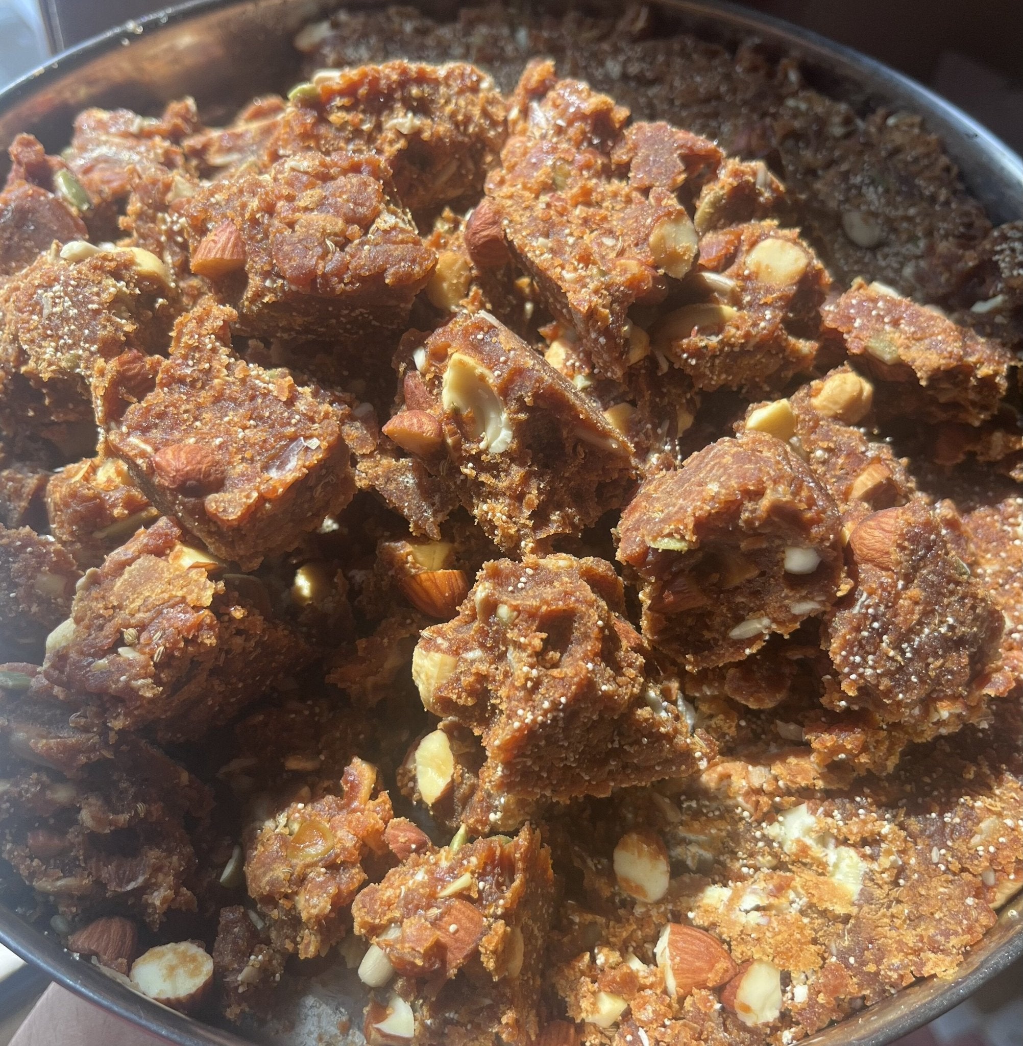 Masala Gurr with Nuts | Gluten - Free & Refined Sugar - Free | 250g – Healthy Snacks on Brown Living™. SKU: MSG. Img 1.