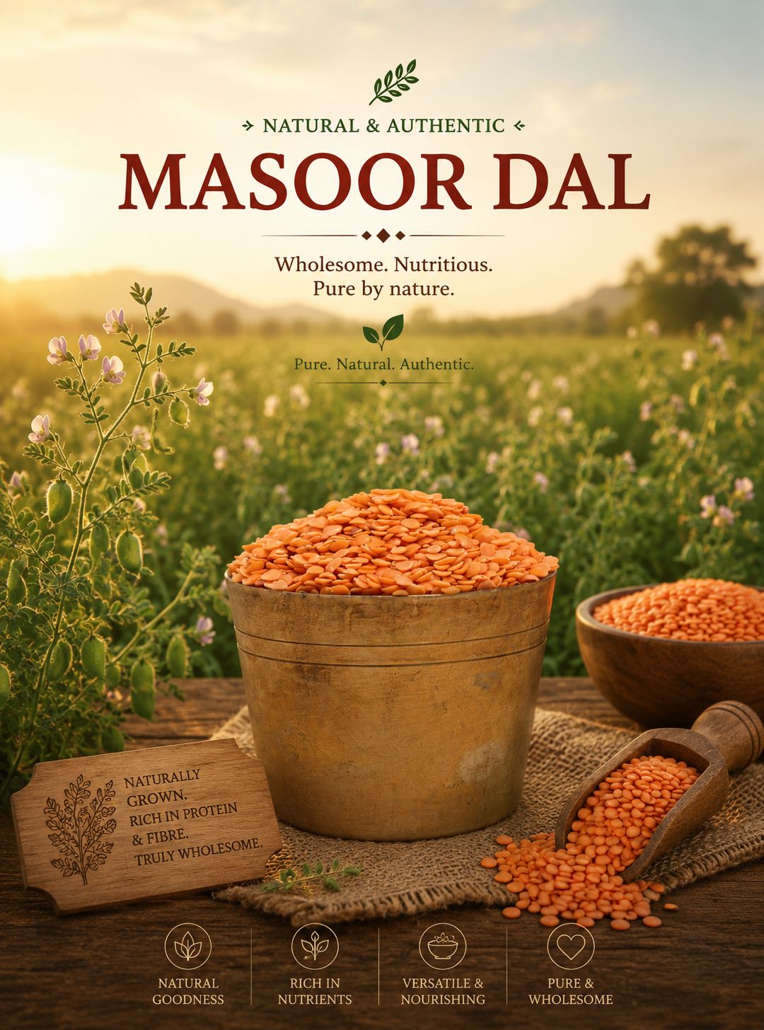Masoor Dal Split 500g – Protein Rich Red Lentils – Cooking & Baking Supplies on Brown Living™. SKU: I00025. Img 5.