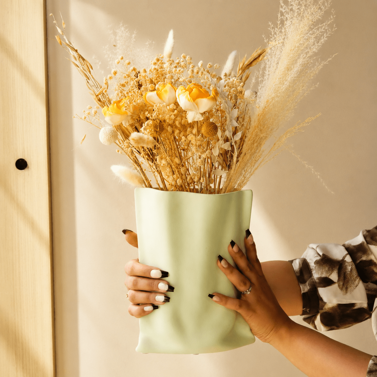 Matcha Muse Sculpted Vase | Green Artistic Decorative Vase – Vases on Brown Living™. SKU: V-402. Img 5.