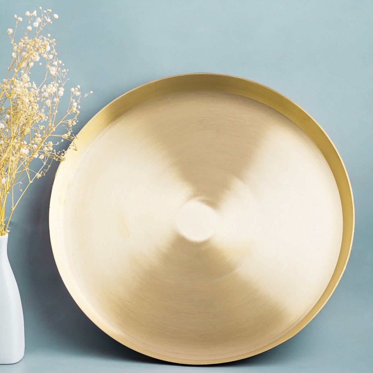 Matt Finish Bronze Handmade Thali Plate Large – Dinner Set on Brown Living™. SKU: Bronze - Thali - Plate - 460g - packof1. Img 2.