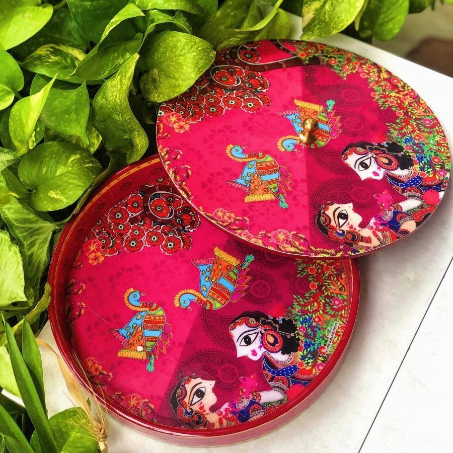 MDF Round Tray & Box – Home Decor on Brown Living™. SKU: MJ00001BX. Img 3.