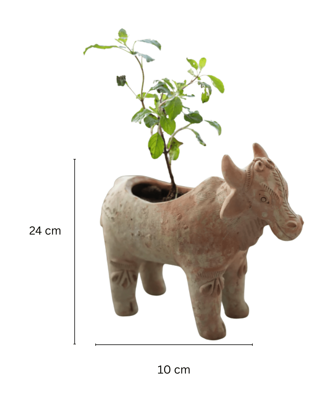 Meadow Cow Handcrafted Animal Themed Clay Planter – Pots & Planters on Brown Living™. SKU: A0_plt_0056. Img 8.