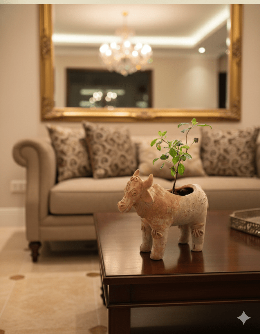 Meadow Cow Handcrafted Animal Themed Clay Planter – Pots & Planters on Brown Living™. SKU: A0_plt_0056. Img 6.
