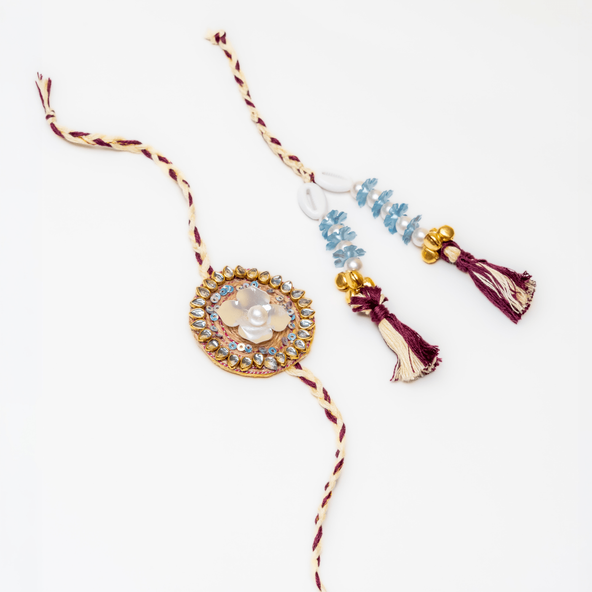Mehar Bhaiya Bhabhi Rakhi and Lumba Set | Handmade Rakhi Gift Set – Rakhi on Brown Living™. SKU: AM-RKHSET-Mehar. Img 6.