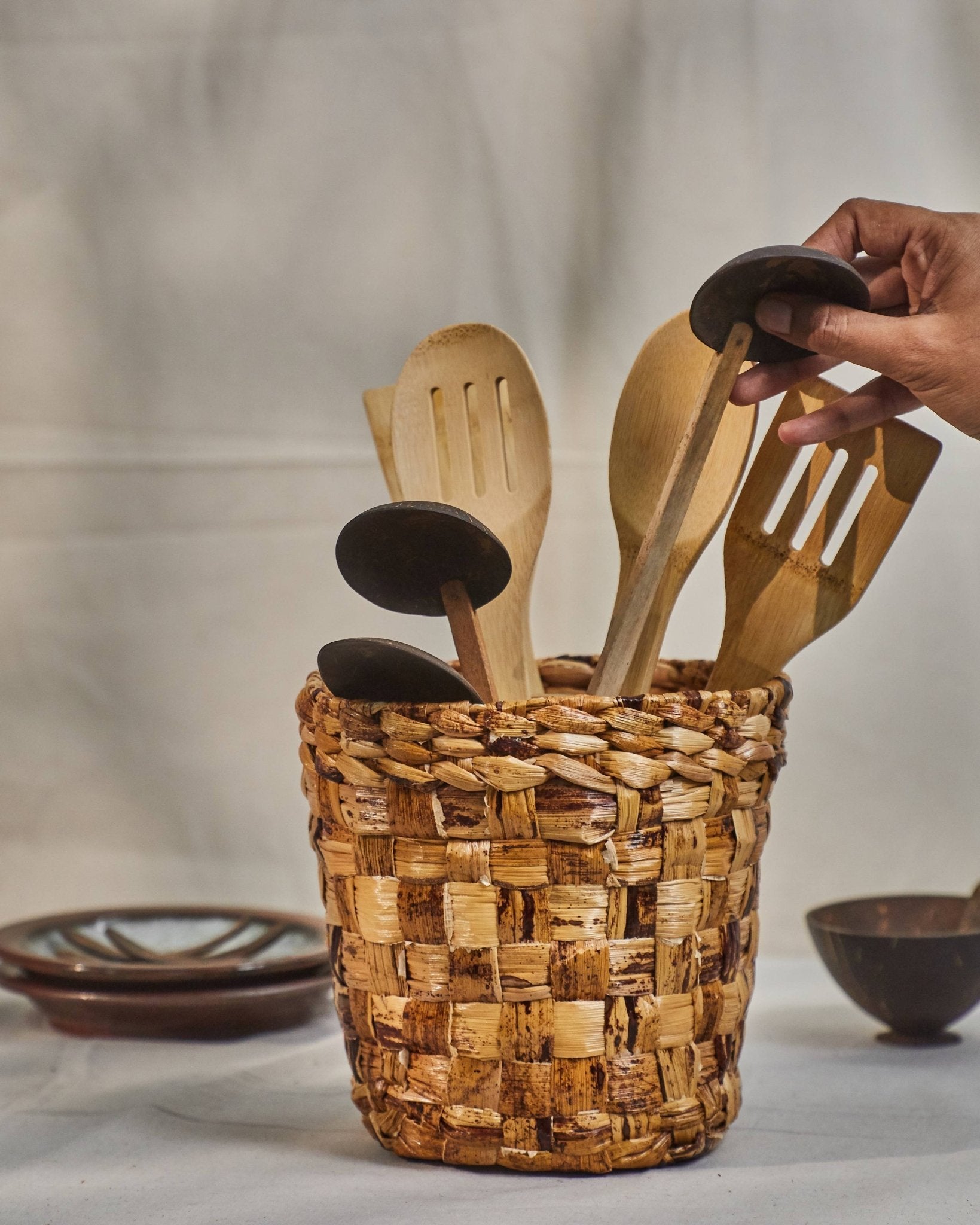 Meira - Multi-Utility Banana Fiber Basket – Baskets & Boxes on Brown Living™. SKU: S-010BL. Img 5.