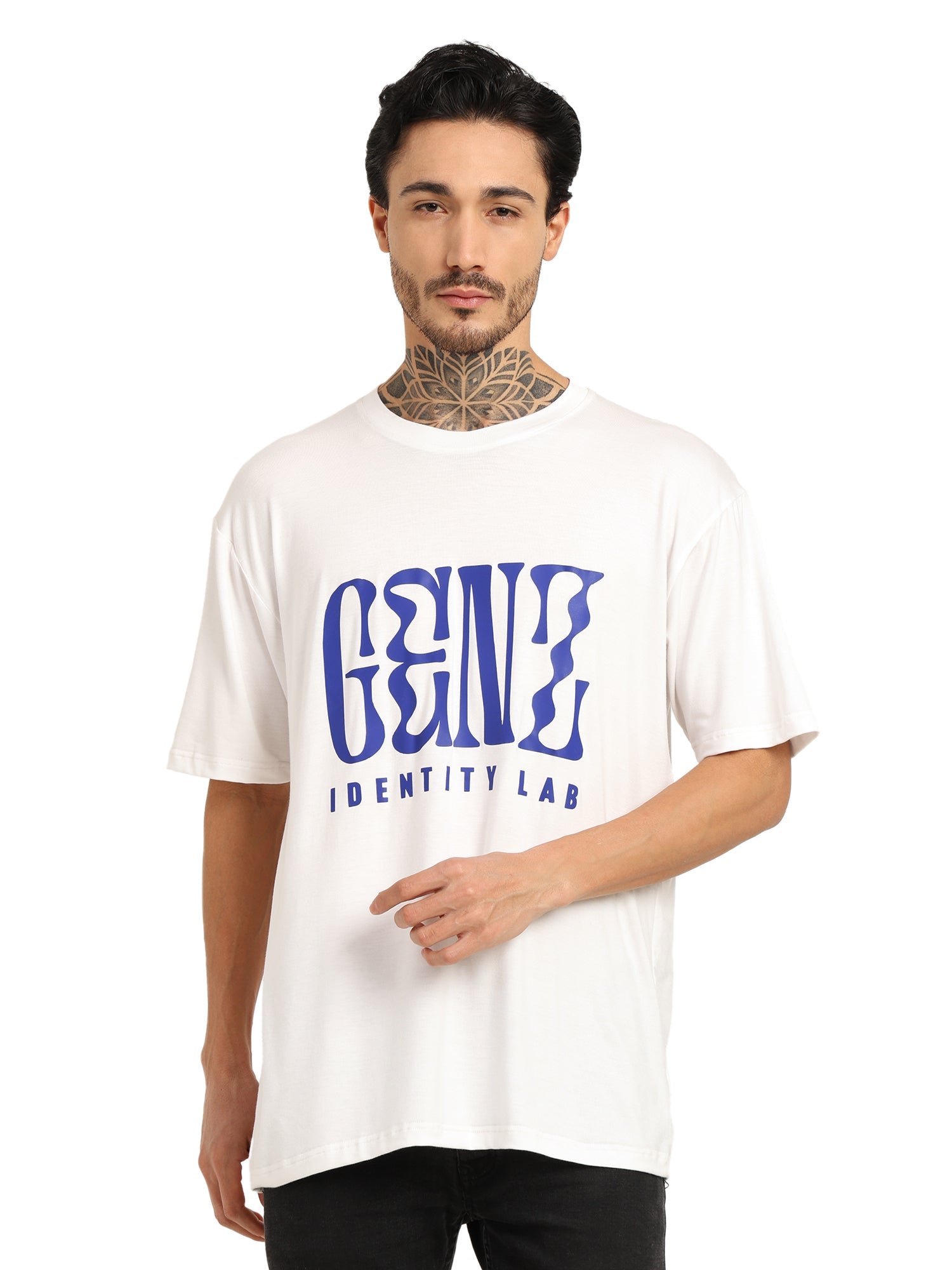 Men Oversized Bamboo T-Shirt – Soft, Breathable & Sustainable Fit – Mens T-Shirt on Brown Living™. SKU: M-GENZ-WHIT-S. Img 7.