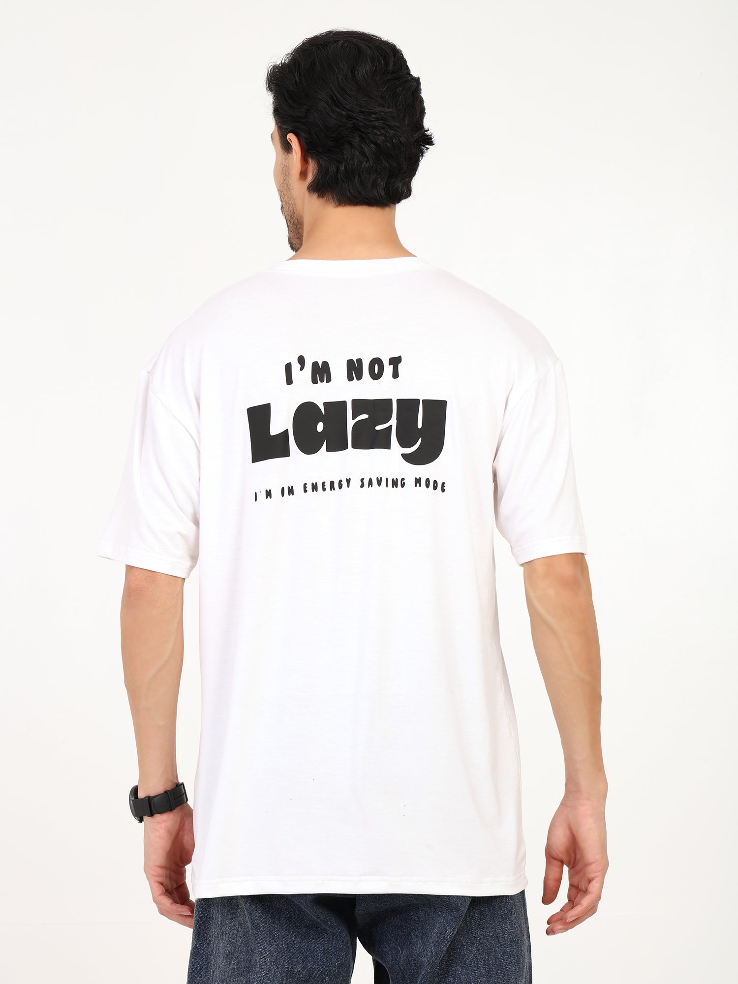 Men Oversized Bamboo T-Shirt – Soft, Breathable & Sustainable Fit – Mens T-Shirt on Brown Living™. SKU: M-LAZY-BETRY-WHIT-S. Img 18.