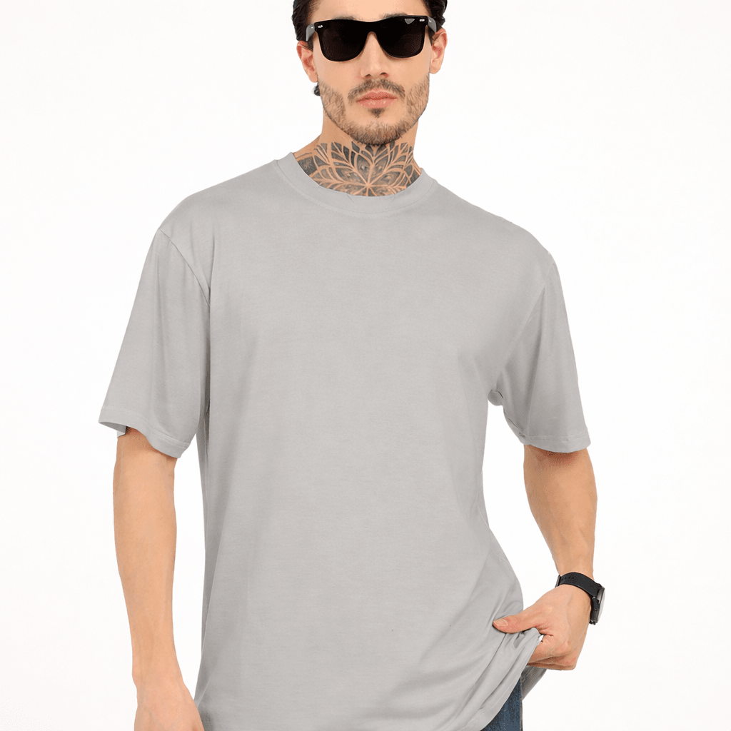 Men Oversized Plain Bamboo T-Shirt – Soft, Breathable & Sustainable – Mens T-Shirt on Brown Living™. SKU: M-PLAIN-OVERSIZ-WHIT-M. Img 11.