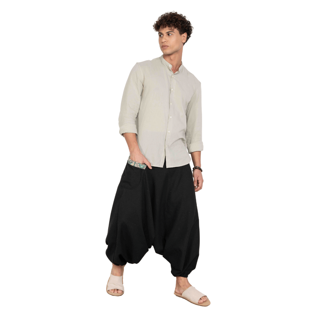 Men's Aladdin Harem Pants | Black – Mens Pants on Brown Living™. SKU: AL - HM - 15_M. Img 8.