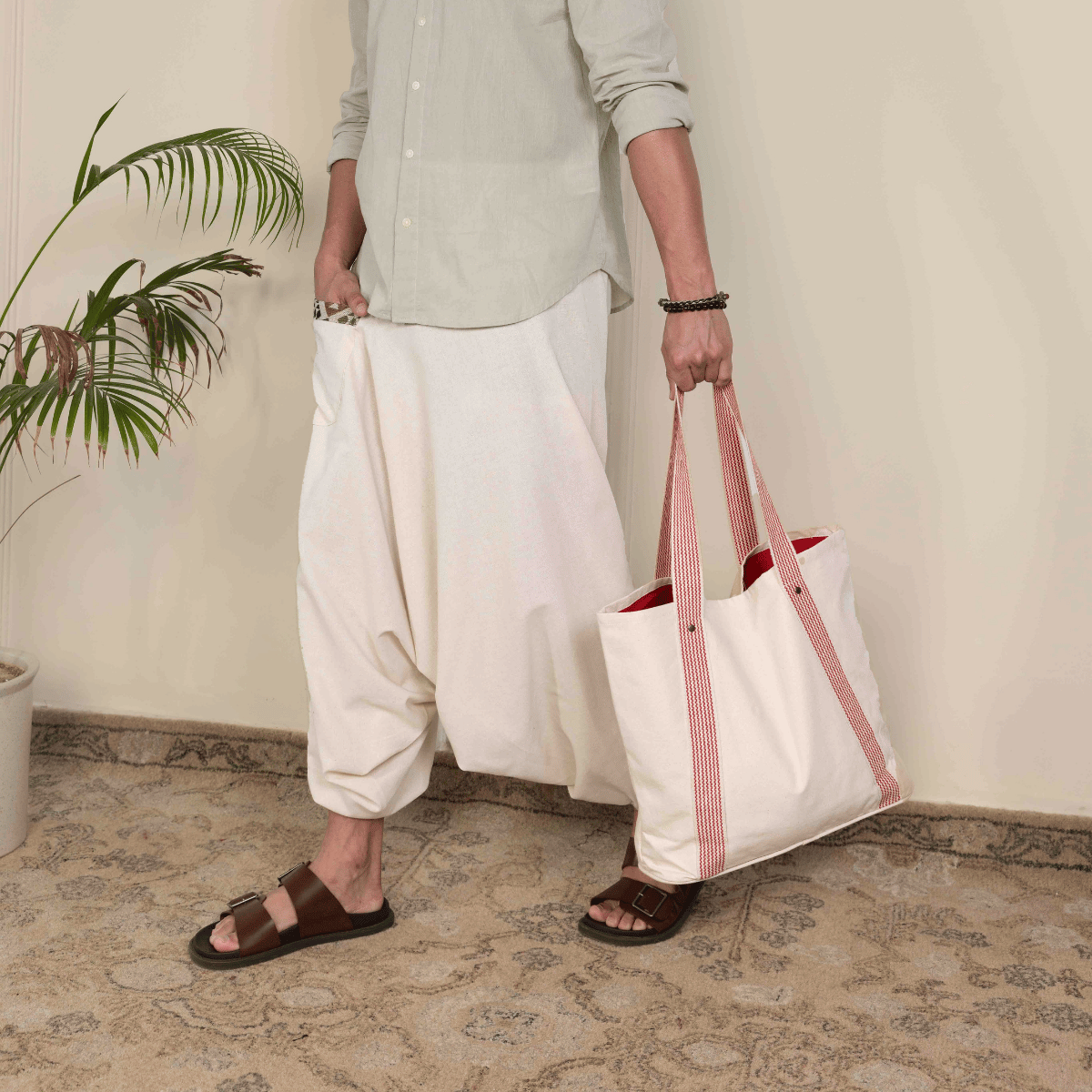 Men's Aladdin Harem Pants | Cream – Mens Pants on Brown Living™. SKU: AL - HM - 12_M. Img 7.