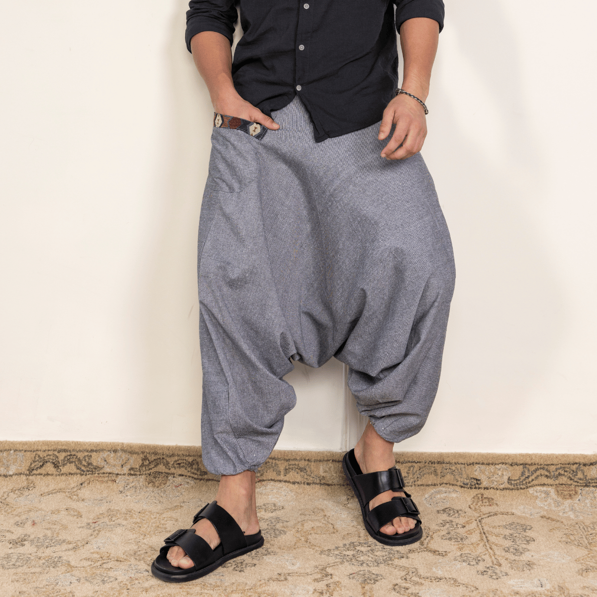 Men's Aladdin Harem Pants | Grey – Mens Pants on Brown Living™. SKU: AL - HM - 13_M. Img 5.
