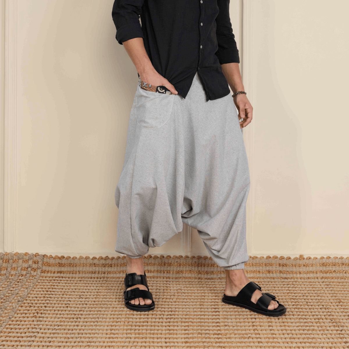 Men's Aladdin Harem Pants | Melange Grey – Mens Pants on Brown Living™. SKU: AL - HM - 17_M. Img 1.