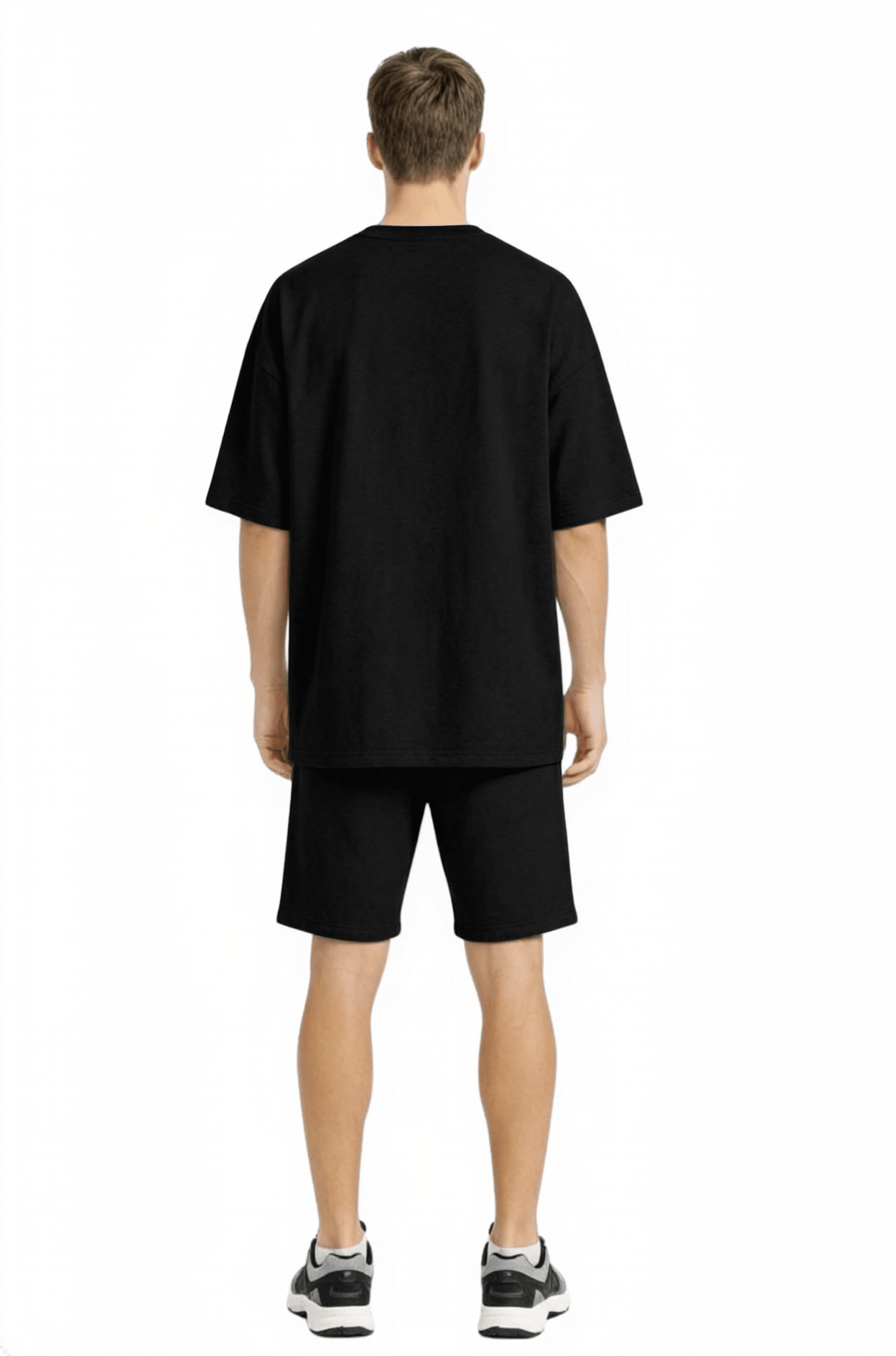 Men’s Bamboo Loungewear Set Oversize T-Shirt And Shorts Combo – Mens Co - Ord Sets on Brown Living™. SKU: M-LOUNG-SET-BLK-M. Img 7.