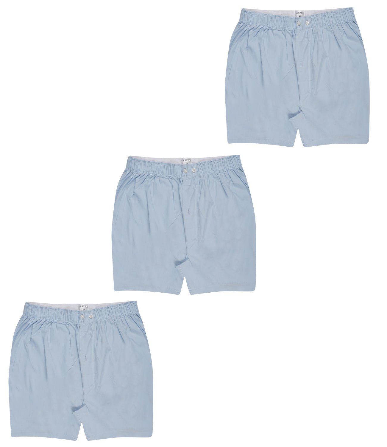Men’s Blue Boxer Set | Pack Of 3 Comfortable Fit – Mens Shorts on Brown Living™. SKU: ARZIKI009-BLUE-M. Img 1.