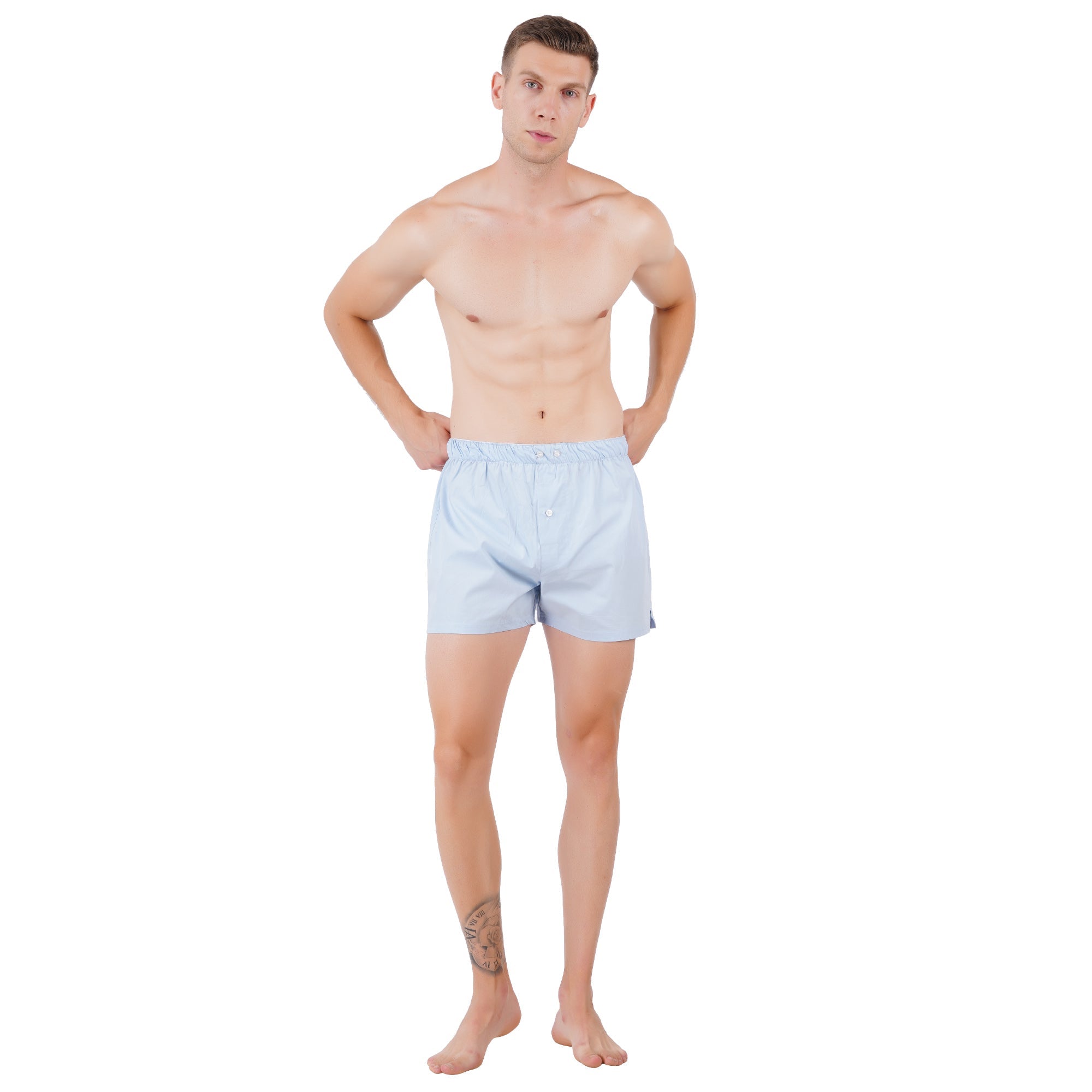 Men’s Blue Boxer Set | Pack Of 3 Comfortable Fit – Mens Shorts on Brown Living™. SKU: ARZIKI009-BLUE-M. Img 5.