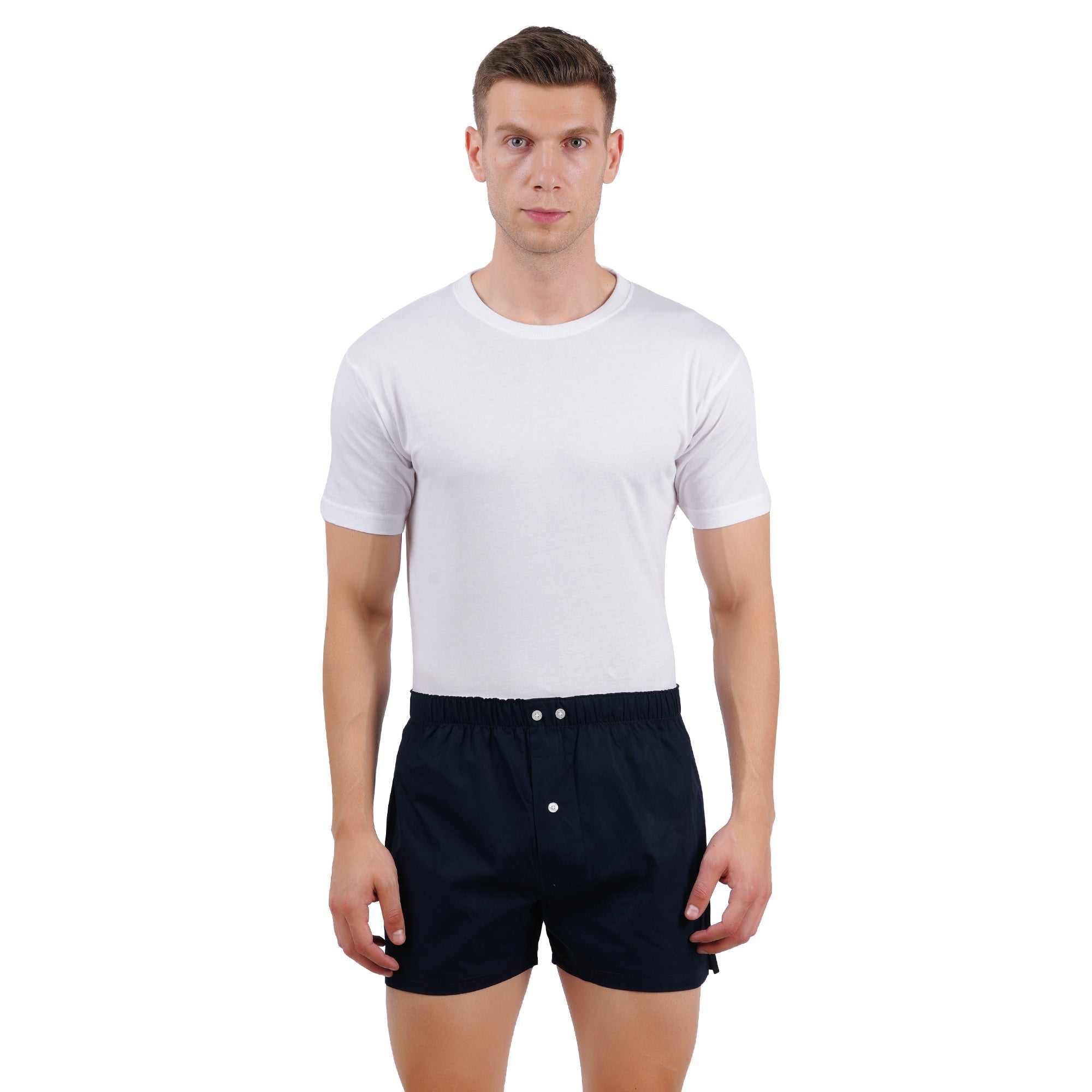 Men’s Boxer Set White Blue Navy | Pack Of 3 – Mens Shorts on Brown Living™. SKU: ARZIKI010-WHT-BLUE-NAVY-M. Img 5.