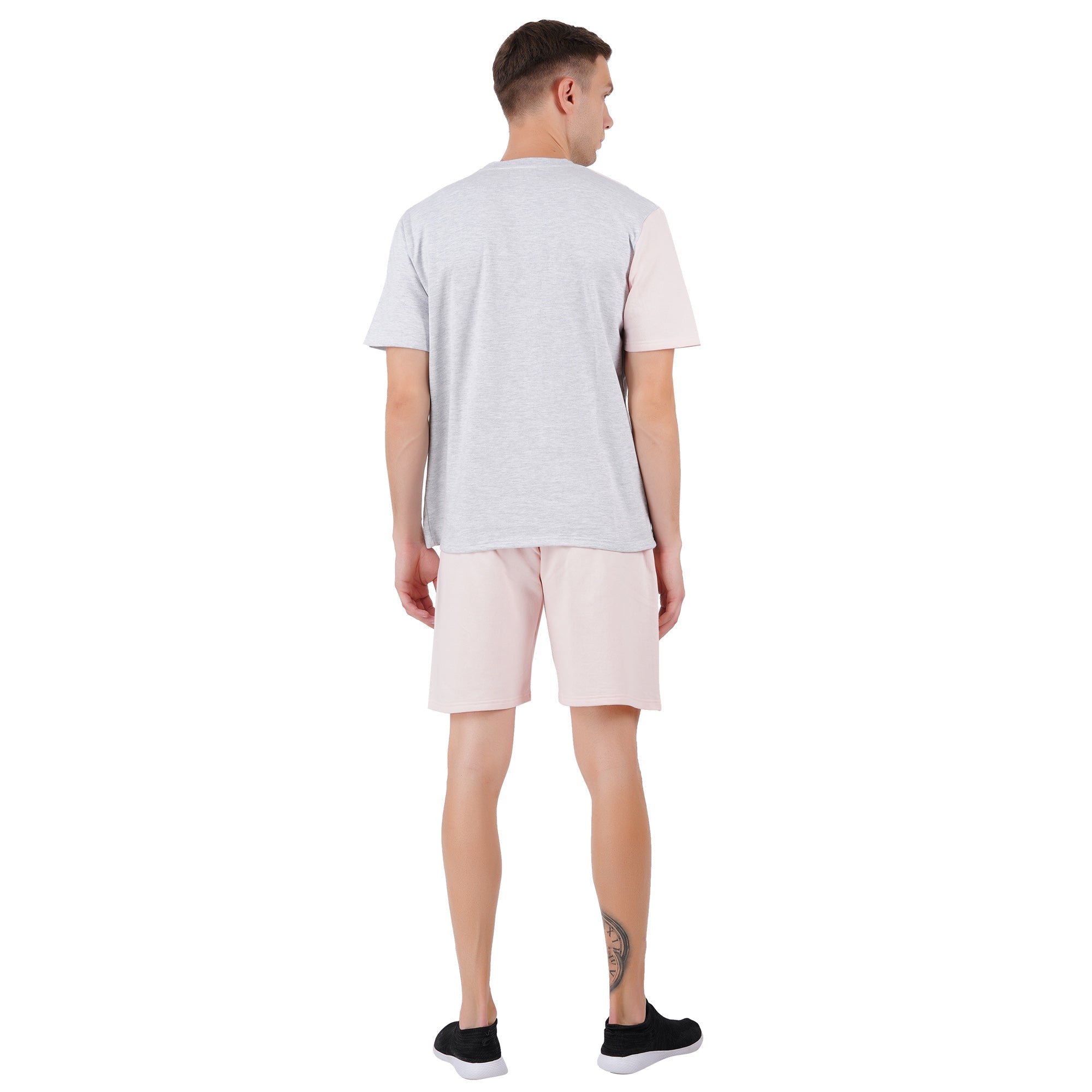 Men’s Grey Melange Loungewear | Comfortable Everyday Wear – Mens Trousers on Brown Living™. SKU: ARZIKI1-GREYMELANGE-PINK-M. Img 2.