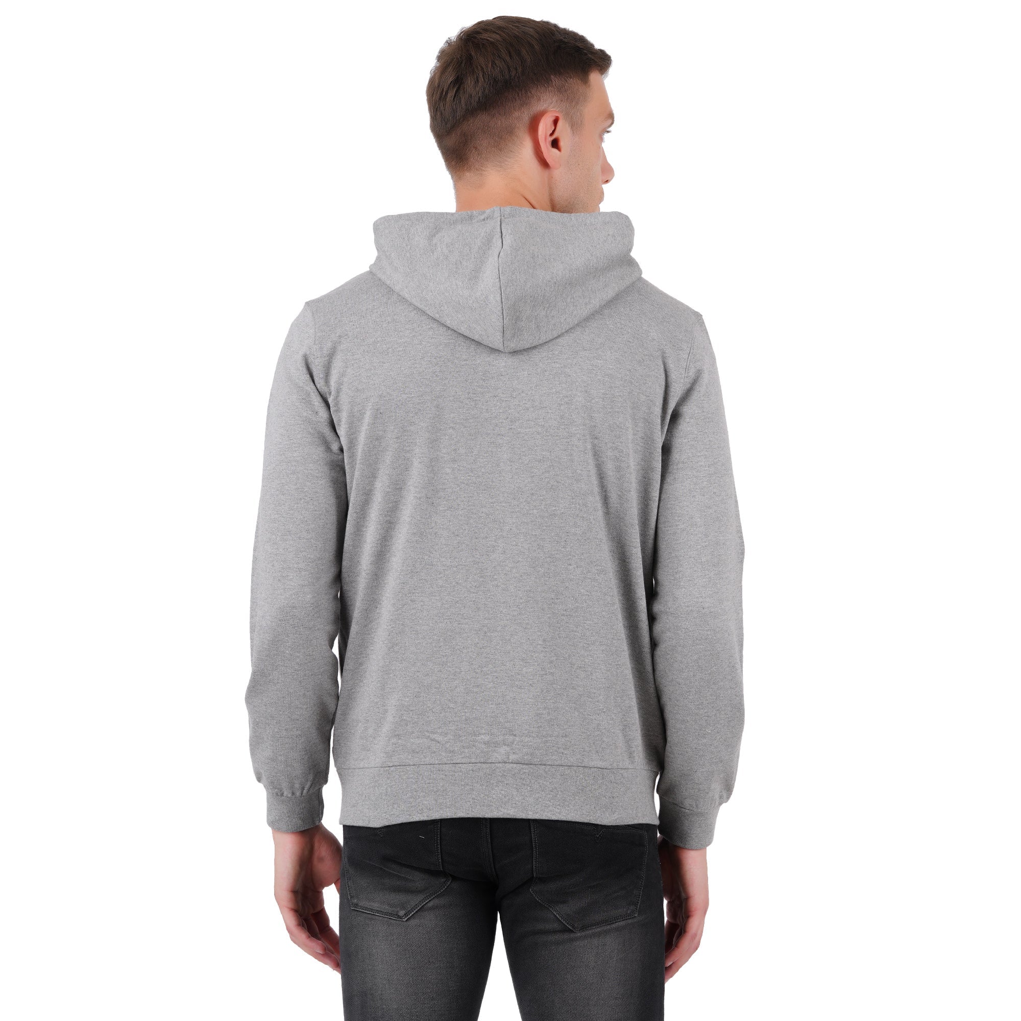 Men’s Grey Melange Zipper Hoodie | Comfortable Layer – Mens Trousers on Brown Living™. SKU: ARZIKI59-GREYMELANGE-M. Img 2.