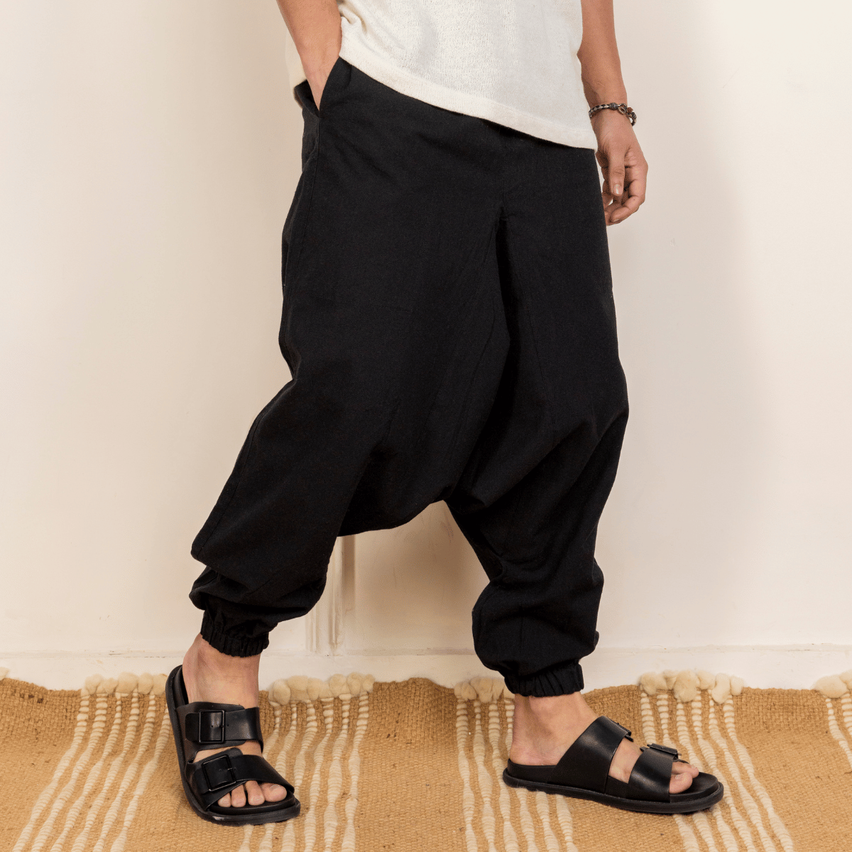 Men's Harem Pant | Black | Fits Waist Size 28" to 36" – Mens Pyjama by Hope - House of Pure Eco available on Brown Living™. . SKU: AT01025. Img 5.