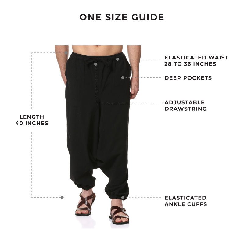 Men's Harem Pant | Black | Fits Waist Size 28" to 36" – Mens Pyjama by Hope - House of Pure Eco available on Brown Living™. . SKU: AT01025. Img 3.